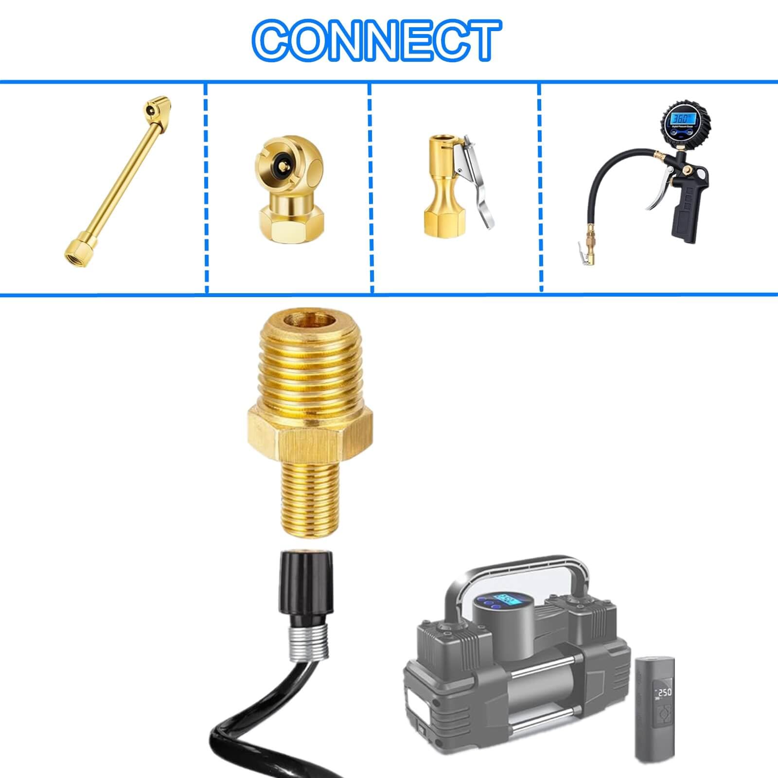 2Pcs Brass Air Inflator Adapter 1/4