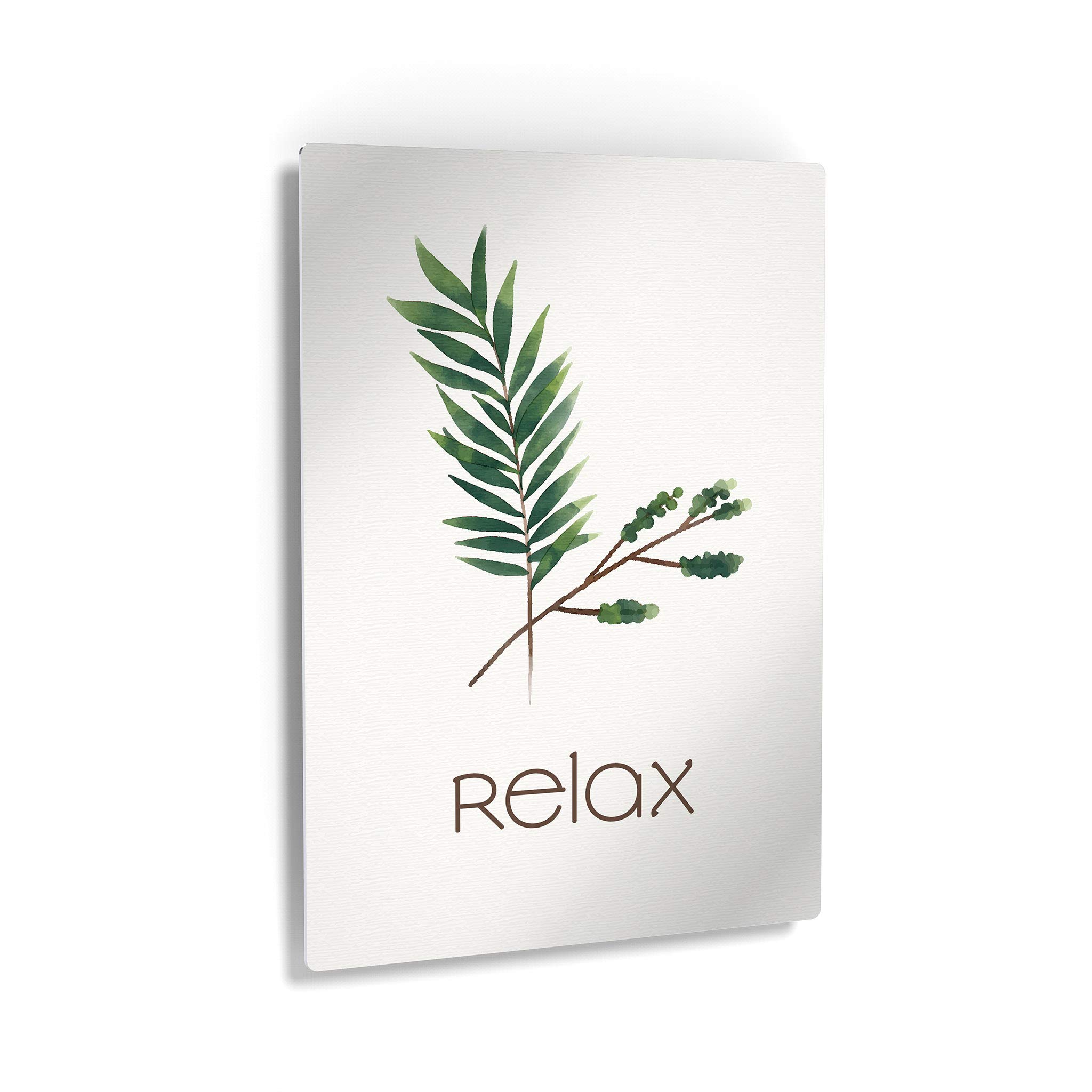 Smile Art Design Relax Typography Metal Print - Bathroom Wall Decor Sign (24x16 Inches) - Ready to Hang Home Decoration - Made in USA - Perfect for Bathroom, Spa, or Relaxation Room Décor