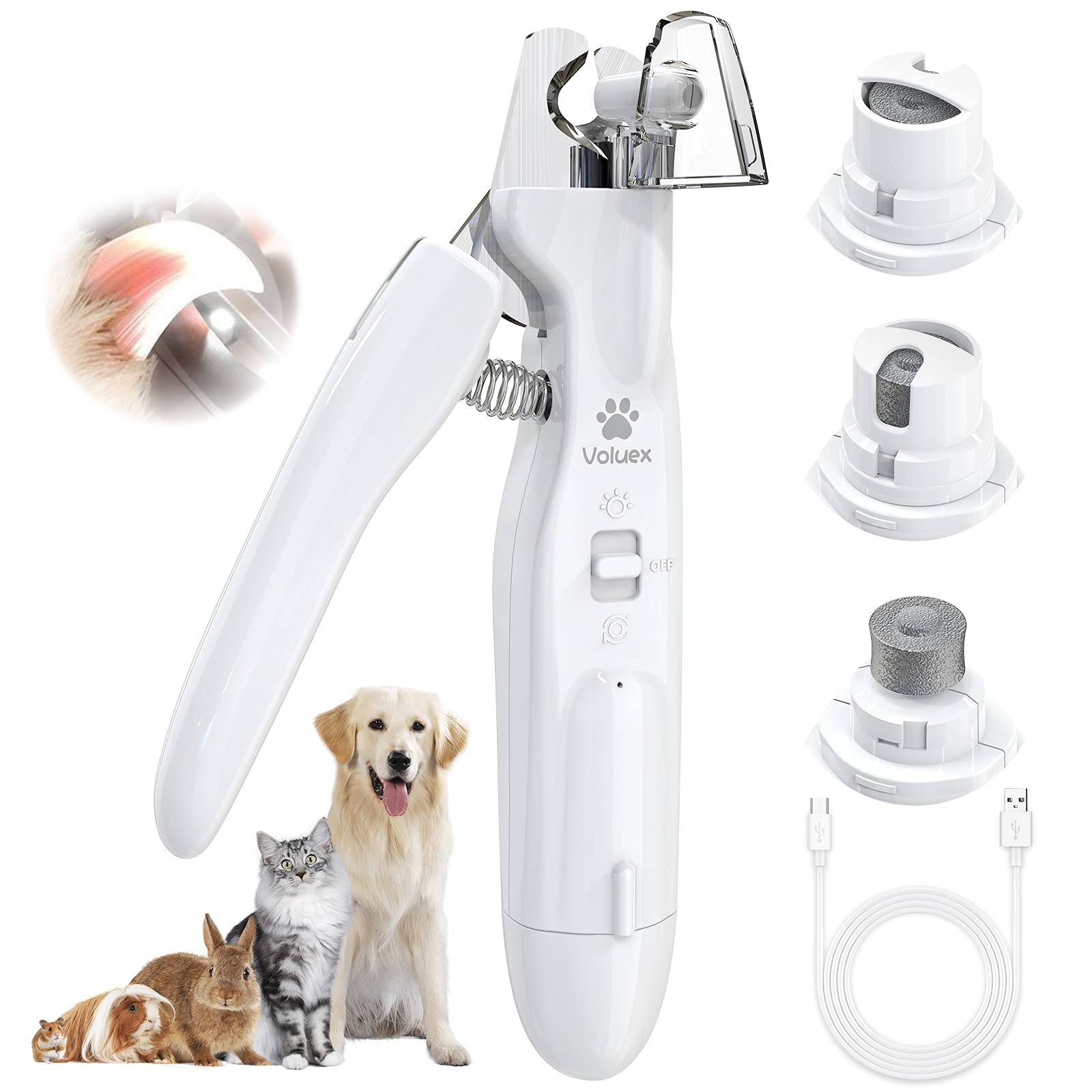 Upgraded 2-in-1 Electric Dog Nail Grinder & Clipper with LED Light - Professional Safe Pet Nail Trimmer for Large, Medium, Small Dogs & Cats - Perfect for At-Home Grooming & Smoothing Paws