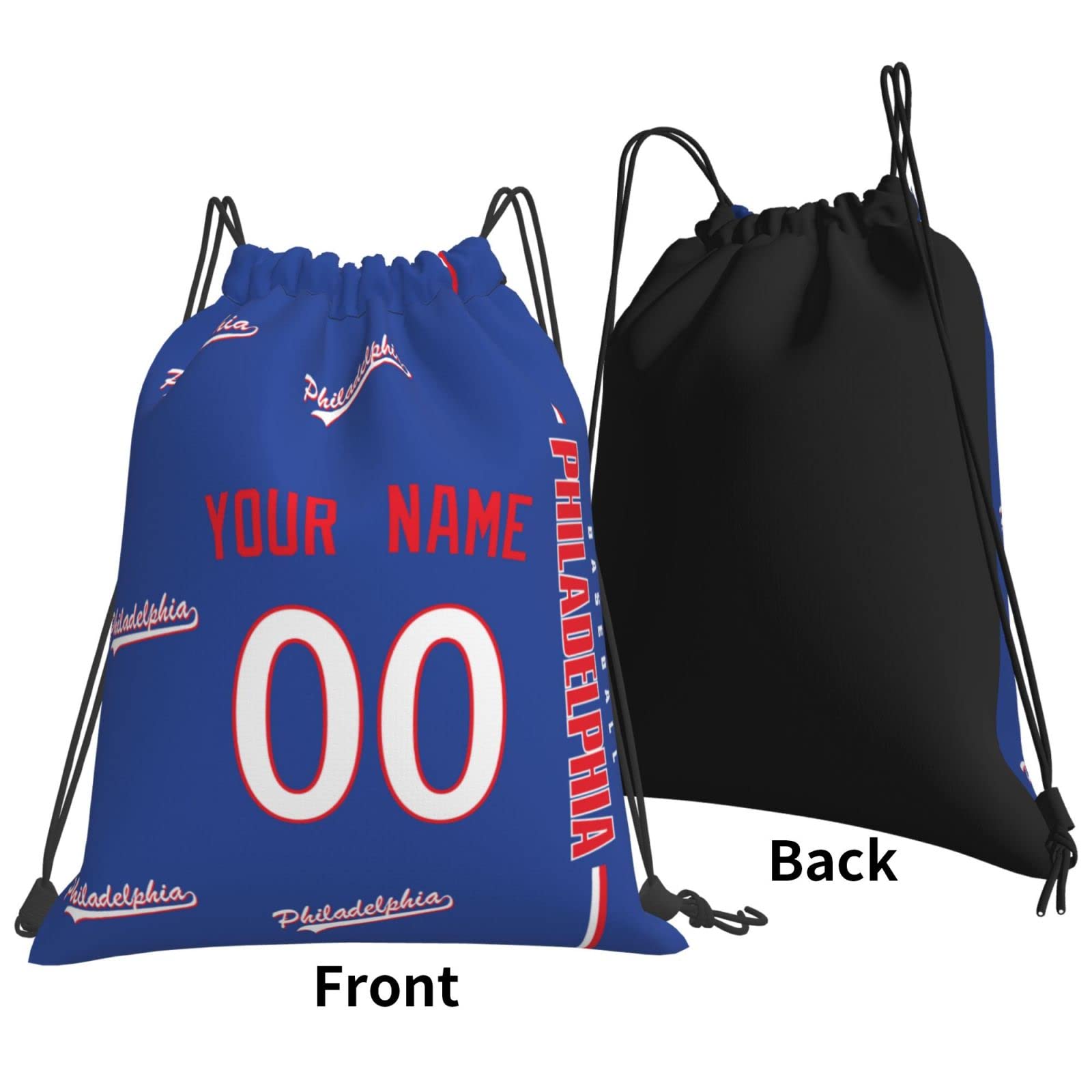 Custom Personalized Philadelphia Drawstring Backpack with Name & Number - Gift for Men, Women, Boys | Gym, Sports, Travel & School Use