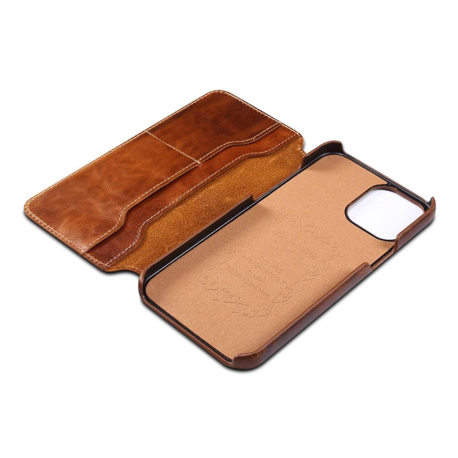 Genuine Leather iPhone 14 Case with Card Holder - Vintage Style Wallet Phone Cover for Men & Women - Perfect for Everyday Use, Travel and Business Meetings
