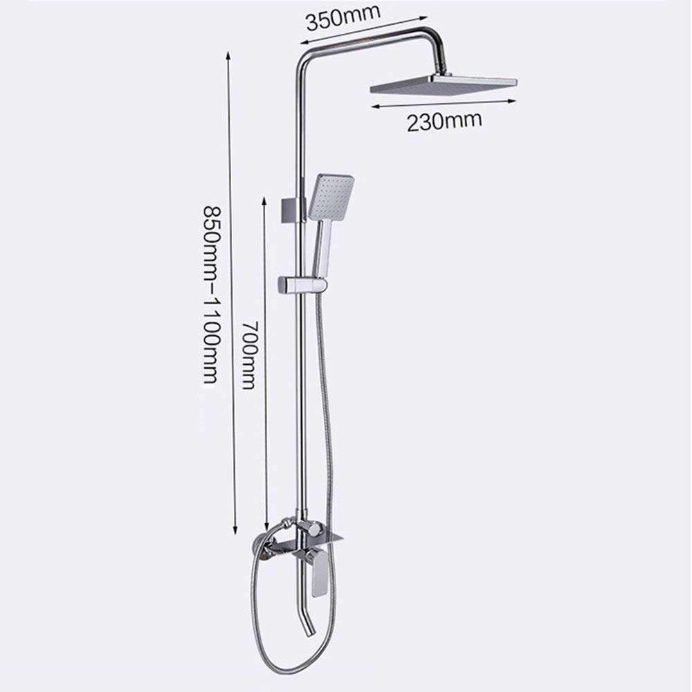 3 Modes Hot and Cold Brass Shower Faucet Set - 23cm Square Top Spray Shower System with Silver Shelf | Durable Bathroom Upgrade for Modern Homes (Perfect for Master Bath, Guest Bath & Spa Retreats)