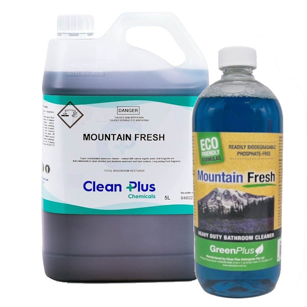 Clean Plus Mountain Fresh Heavy Duty Bathroom Cleaner - Powerful Toilet, Sink & Shower Cleaner for Deep Cleaning - Eliminates Stains, Odors & Germs - Ideal for Homes, Hotels & Commercial Use