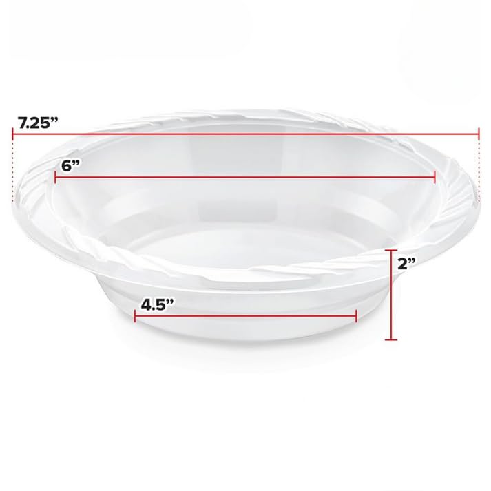 18oz Medium Weight Disposable White Plastic Soup Bowls - Bulk Pack of 2400 Bowls for Restaurants, Catering, Parties & Home Use | Durable & Leak-Proof Food Containers for Soups, Salads, Noodles & More