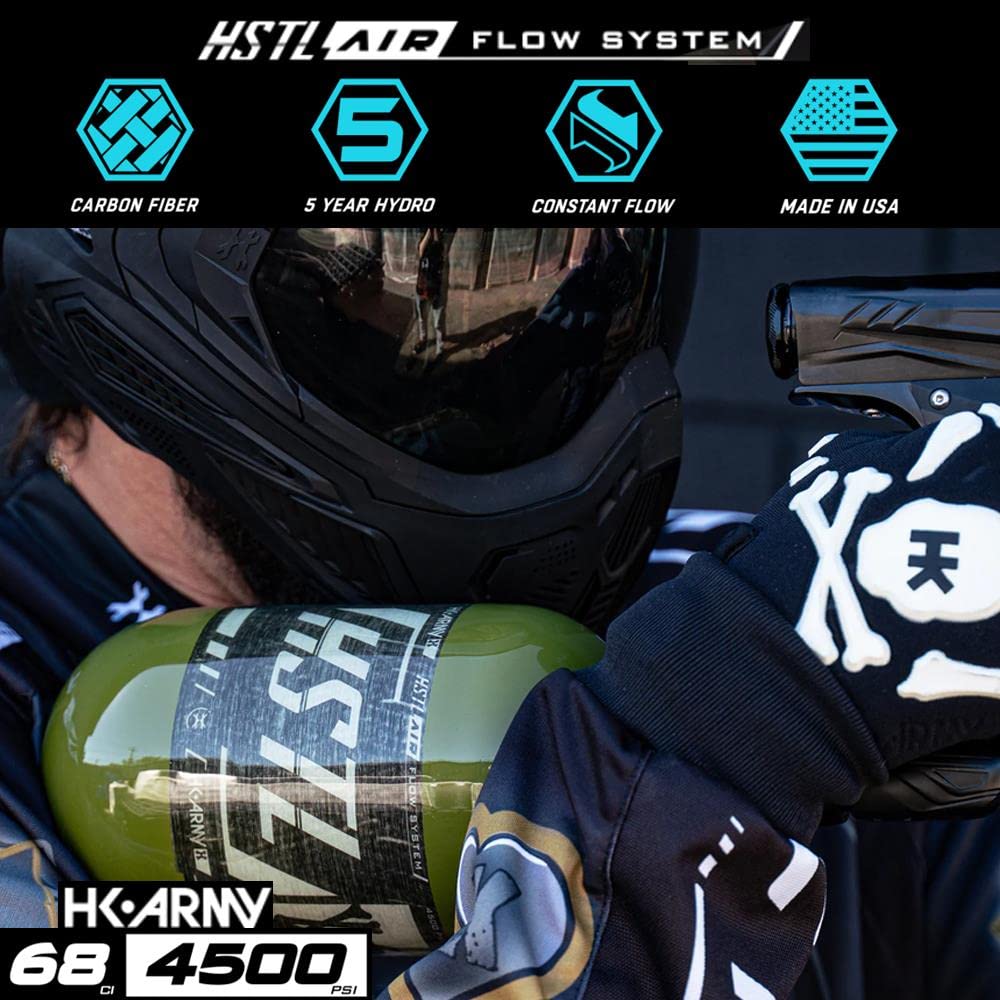 HK Army 68ci 4500psi HPA Paintball Air Tank - High-Strength Carbon Fiber with Olive Finish | Perfect for Tournament Play & Outdoor Paintball Games