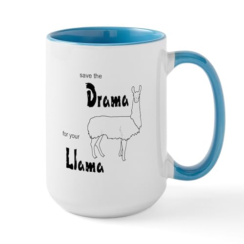 White/Blue Inside - Save The Drama For Your Llama Large Mug