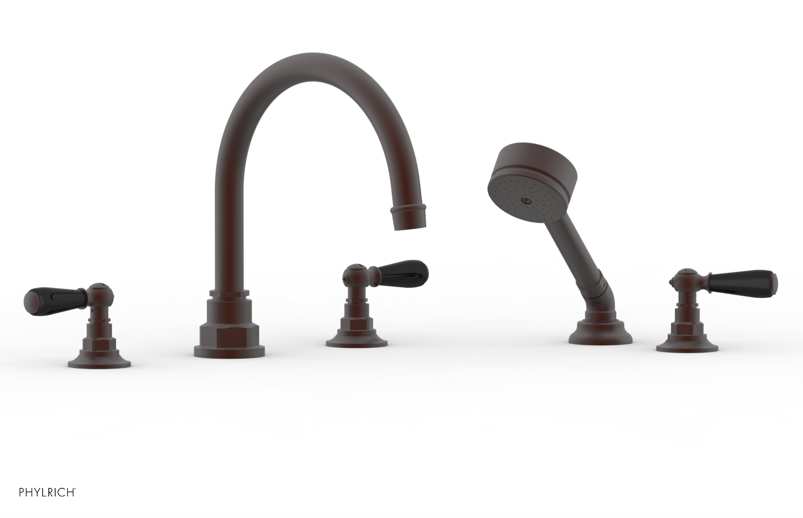 Jamestown Deck Tub Set with Hand Shower - Black Accented Lever Handles (165-49) - Perfect for Modern Bathroom Renovations & Spa-Like Relaxation