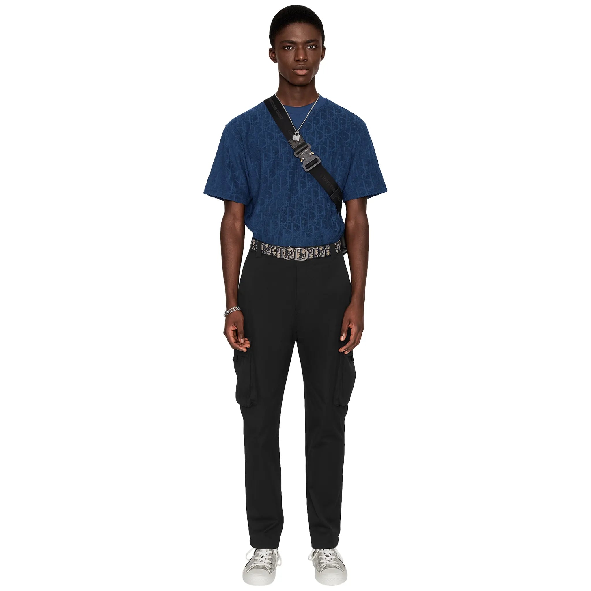 Dior Oblique Towelling Blue T-Shirt for Men - Luxury Cotton Casual Tee for Everyday Wear & Street Style Fashion