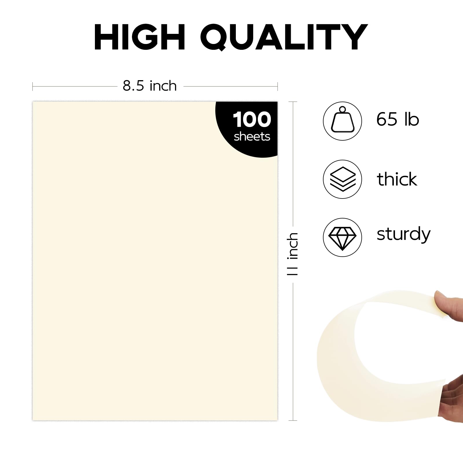 Premium 100 Sheets Cream Cardstock Paper 8.5