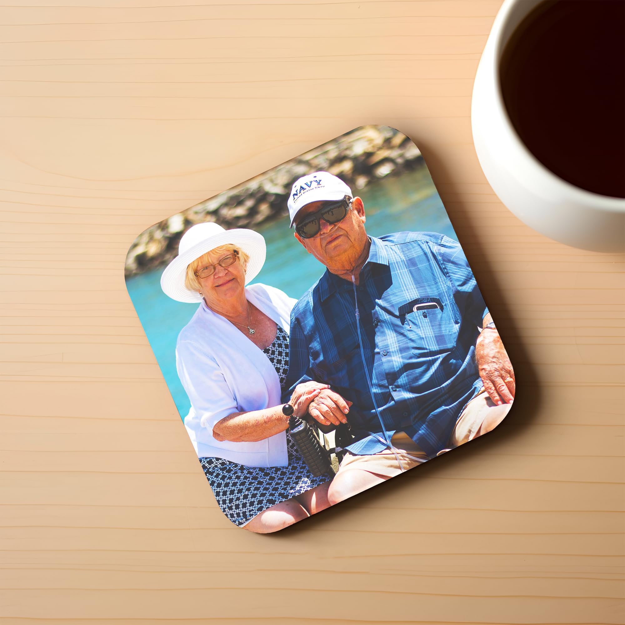 Personalized Photo Coasters Set of 4 - Custom Square Drink Coasters with Your Own Pictures - Glossy Finish - Perfect for Weddings, Anniversaries & Home Decor