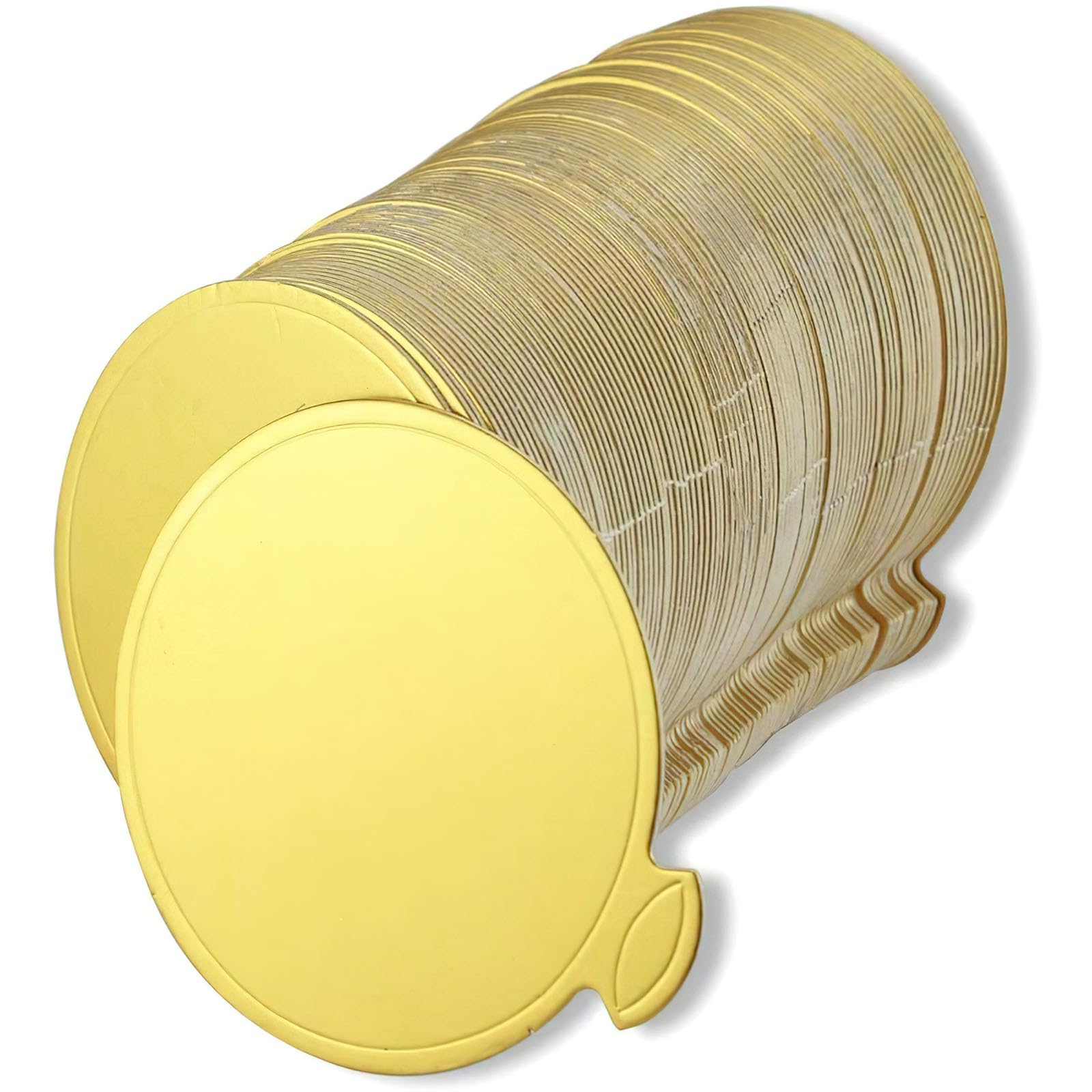 HANSGO 100PCS Mini Round Golden Cardboard Cake Base - Greaseproof Mousse Cake Boards, Dessert Stand for Wedding, Birthday Party, and Bakery Display