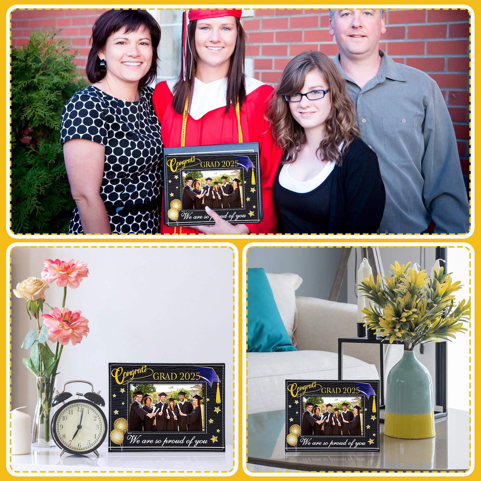 WhatSign 2025 Graduation Picture Frame - 4x6 Wood High School Graduation Photo Frame Gift for Daughter, Son, Granddaughter, Grandson | Perfect for Graduation Parties, Home Decor, and Cherishing Academic Achievements
