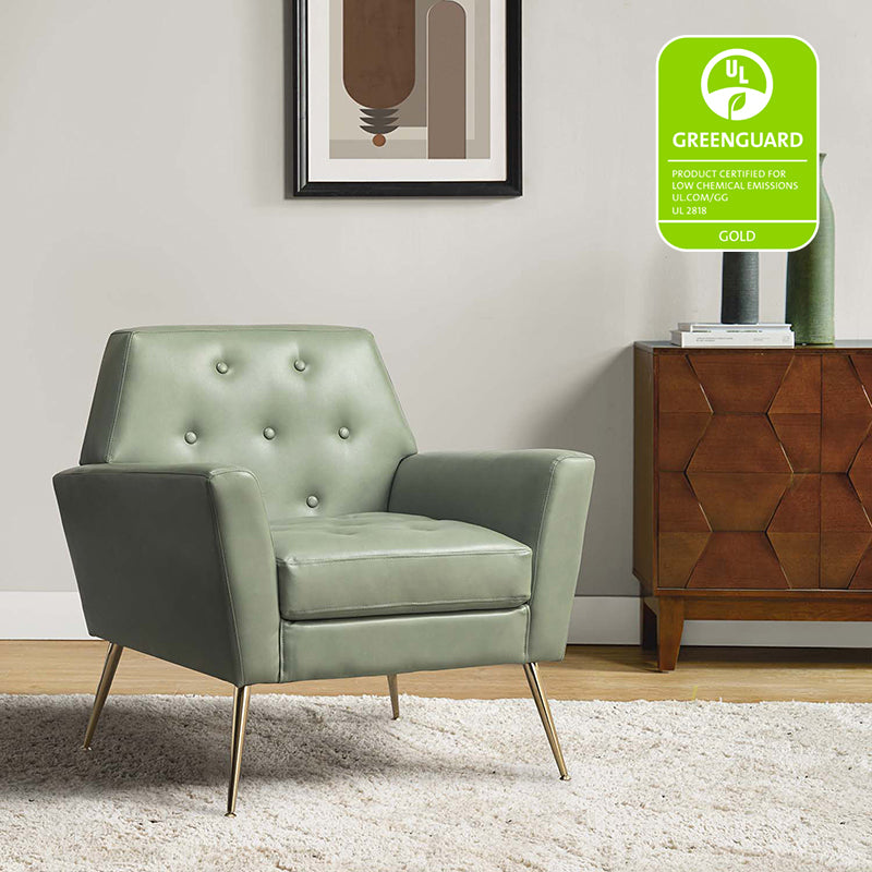 Raelynn Vegan Leather Armchair - Modern PU Leather Lounge Chair for Living Room, Office & Bedroom - Eco-Friendly Faux Leather Accent Chair for Home Decor
