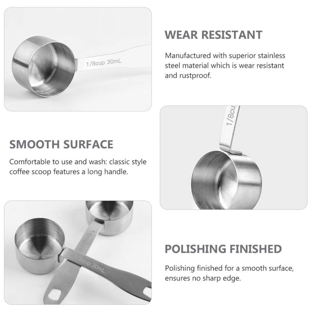 DOITOOL 1-Piece Stainless Steel Coffee Scoop - Long Handle Measuring Spoon for Coffee, Milk & Kitchen Use - Perfect for Brewing, Baking & Measuring Ingredients