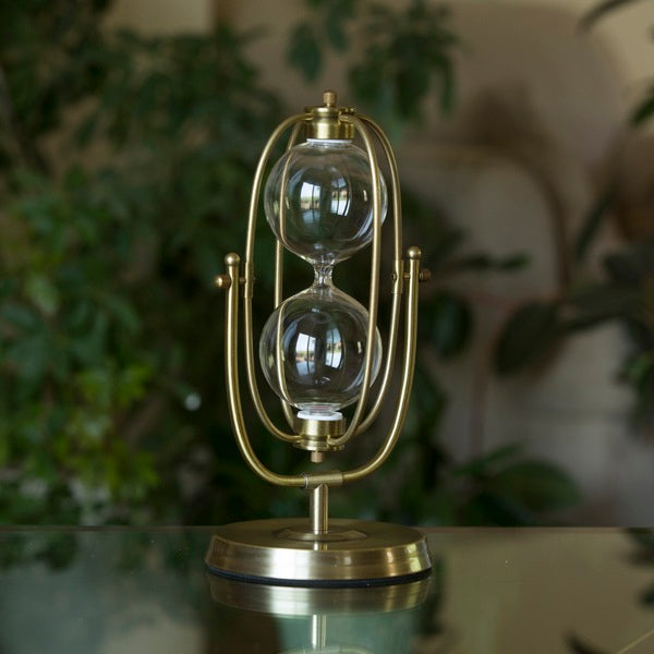 Elegant Brass Rotating Hourglass Urn - Vintage Home Decor for Living Room, Office & Meditation Space | Perfect for Ashes Keepsake, Gift & Relaxation