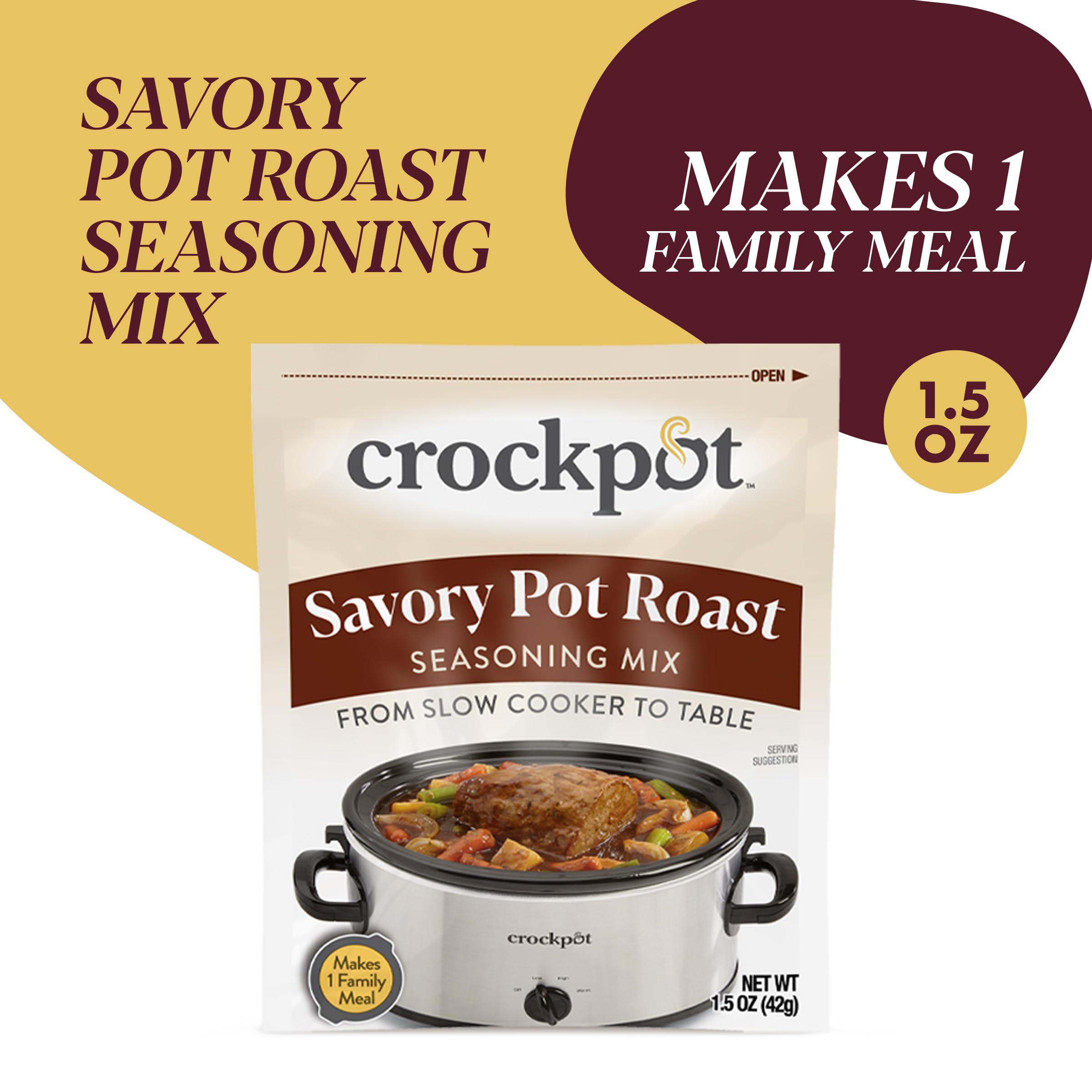 Crock-Pot Savory Pot Roast Seasoning Mix - 1.5 oz | All-Natural Flavor Enhancer for Beef, Pork & Vegetables | Perfect for Slow Cooker, Instant Pot & Family Dinners