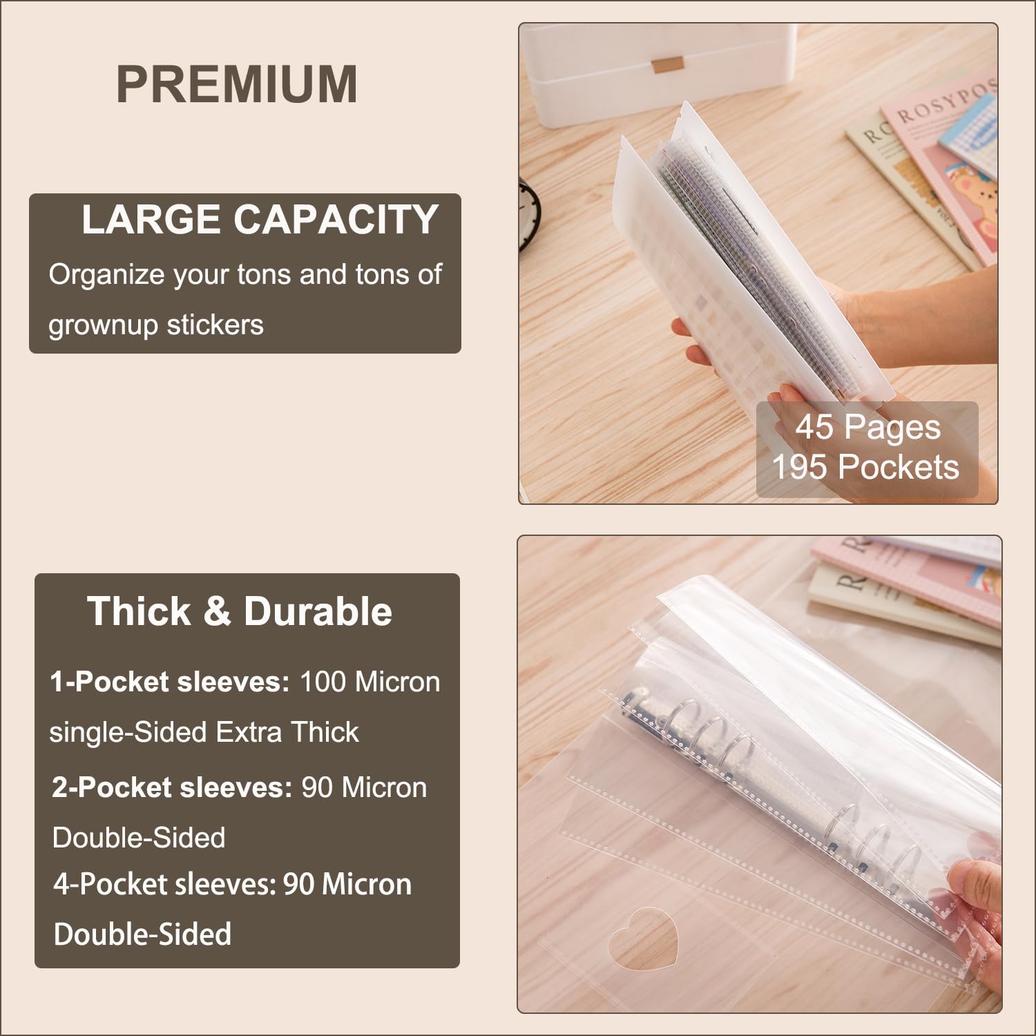 A5 Sticker Storage Album - 3 Different Sized Pockets for Sticker Organization, Collecting Book & Planner Stickers | Perfect for Crafters, Scrapbookers & Recipe Card Collectors