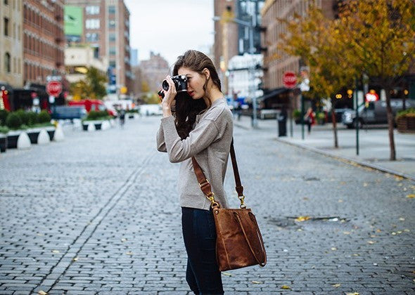 ONA Capri Genuine Leather Camera Tote Bag - Antique Cognac Brown - Stylish DSLR & Mirrorless Camera Bag for Photographers & Travelers