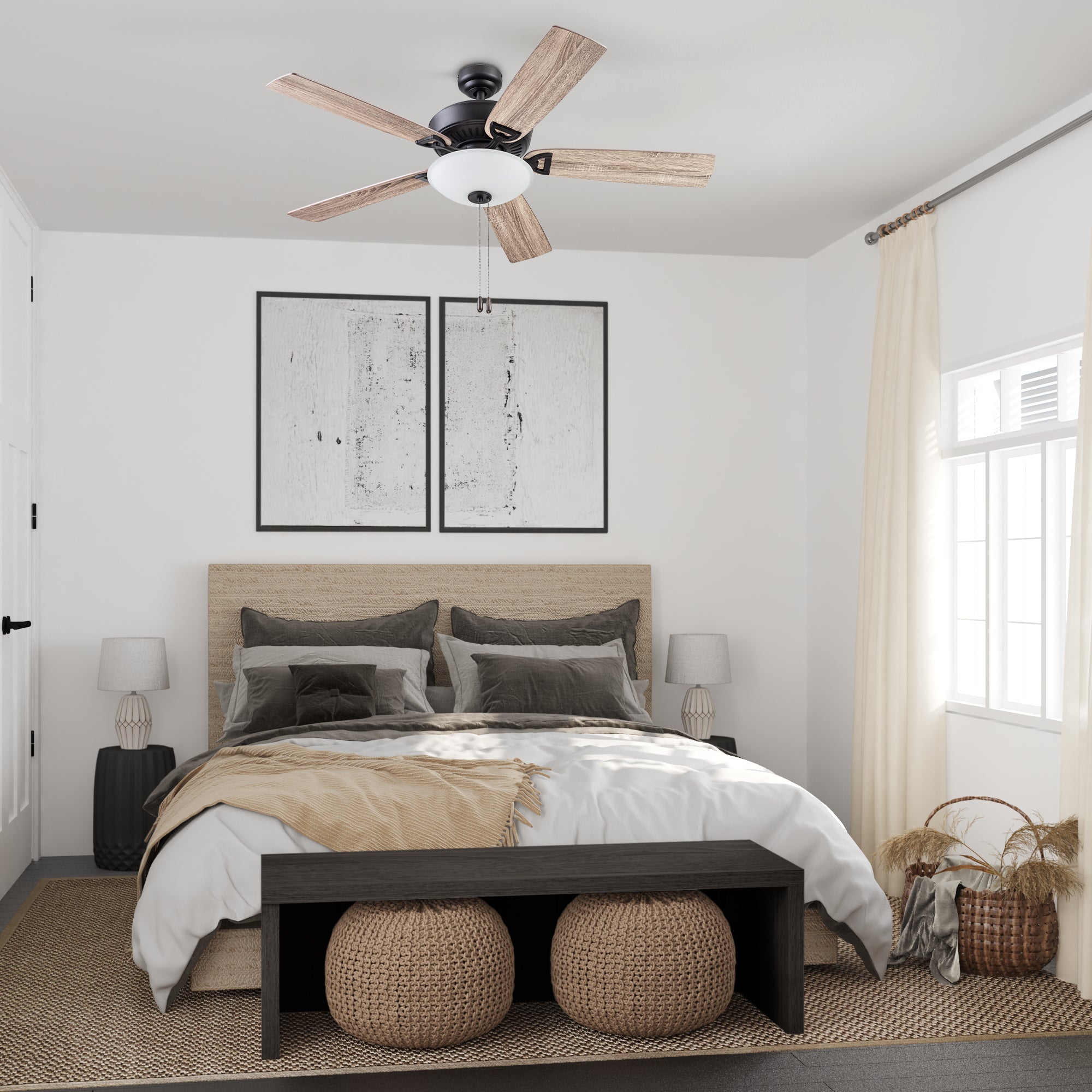 52 Inch Montlake Ceiling Fan with Pull Chain in Espresso Bronze Finish - Perfect for Living Room, Bedroom, and Outdoor Spaces