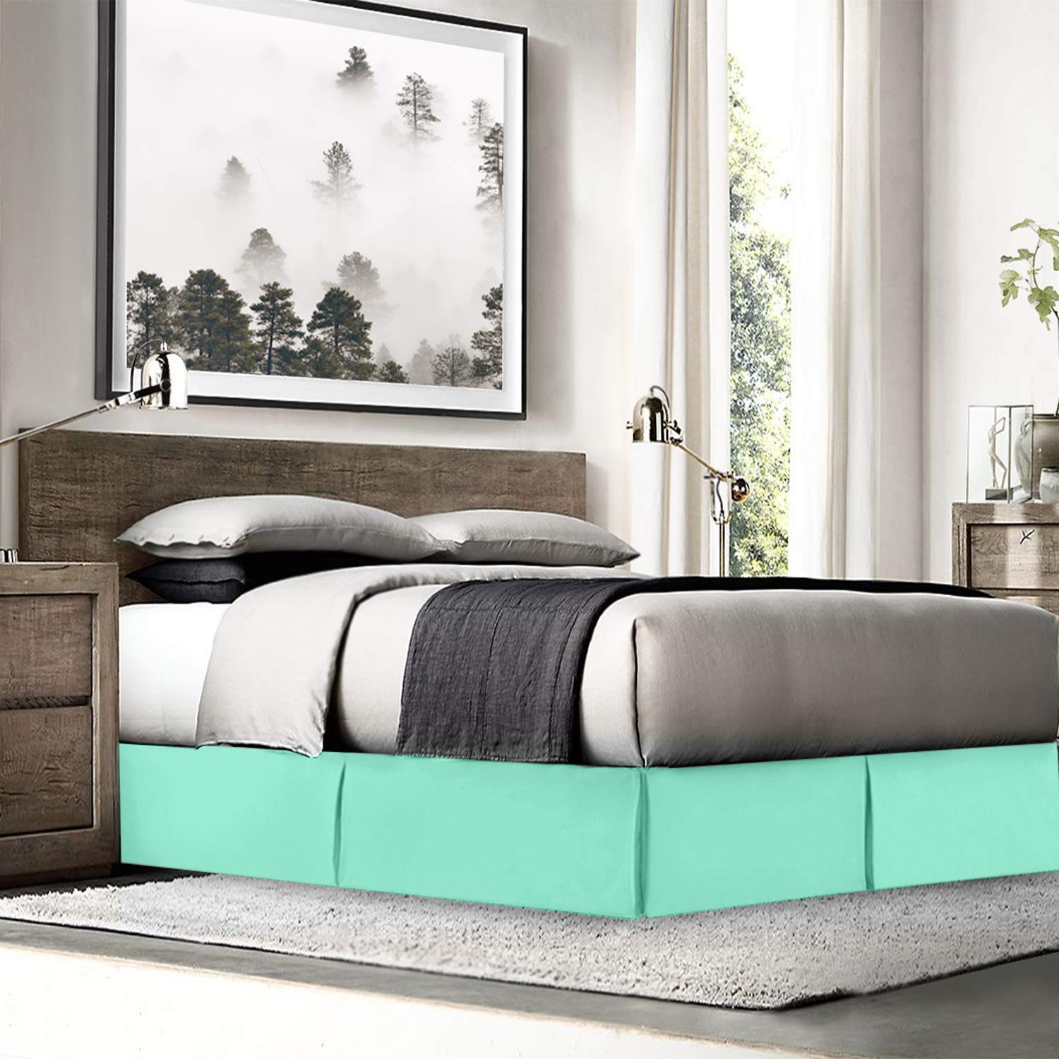 Luxury Pleated Bed Skirt - Premium Microfiber Dust Ruffle with Tailored 9