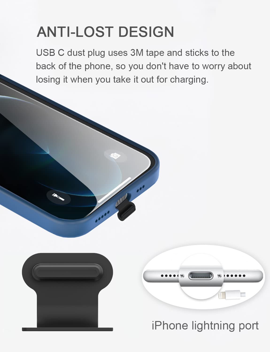 Lightning Port Dust Plug for iPhone - Anti Dust Charging Port Cover Protector (Black) | Perfect for Travel, Gym & Everyday Use to Keep Your Phone Clean