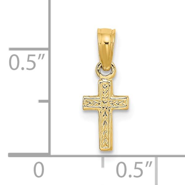 14K Solid Yellow Gold Latin Mexican Holy Cross Necklace - Religious Jesus Christ Charm Pendant for Women & Men - Perfect for Baptism, First Communion, Confirmation & Everyday Faith Jewelry