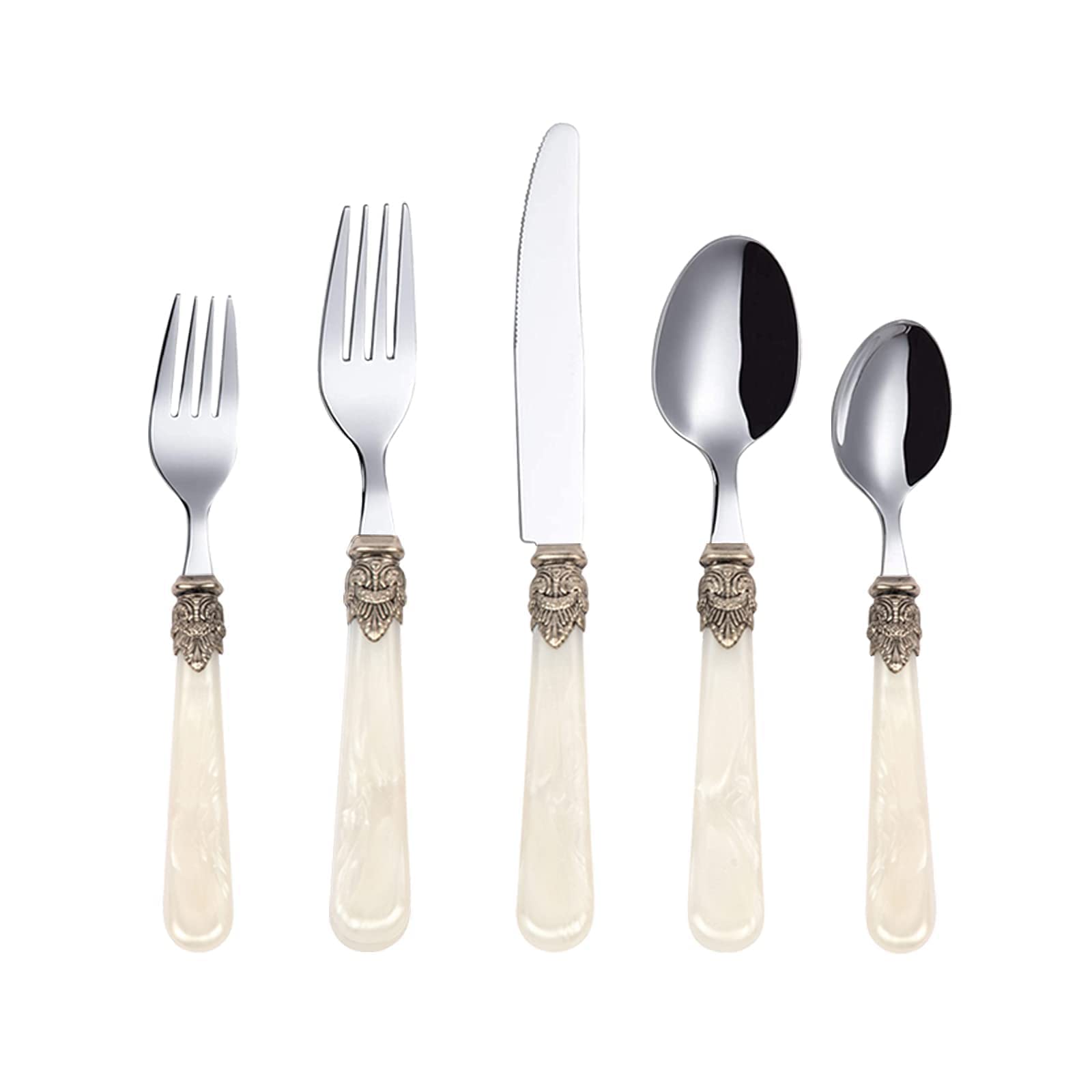 REVERIE Collection 20-Piece Stainless Steel Flatware Set & Wedding Cake Knife Server Set - Elegant Dining Utensils for Wedding, Anniversary & Special Occasions