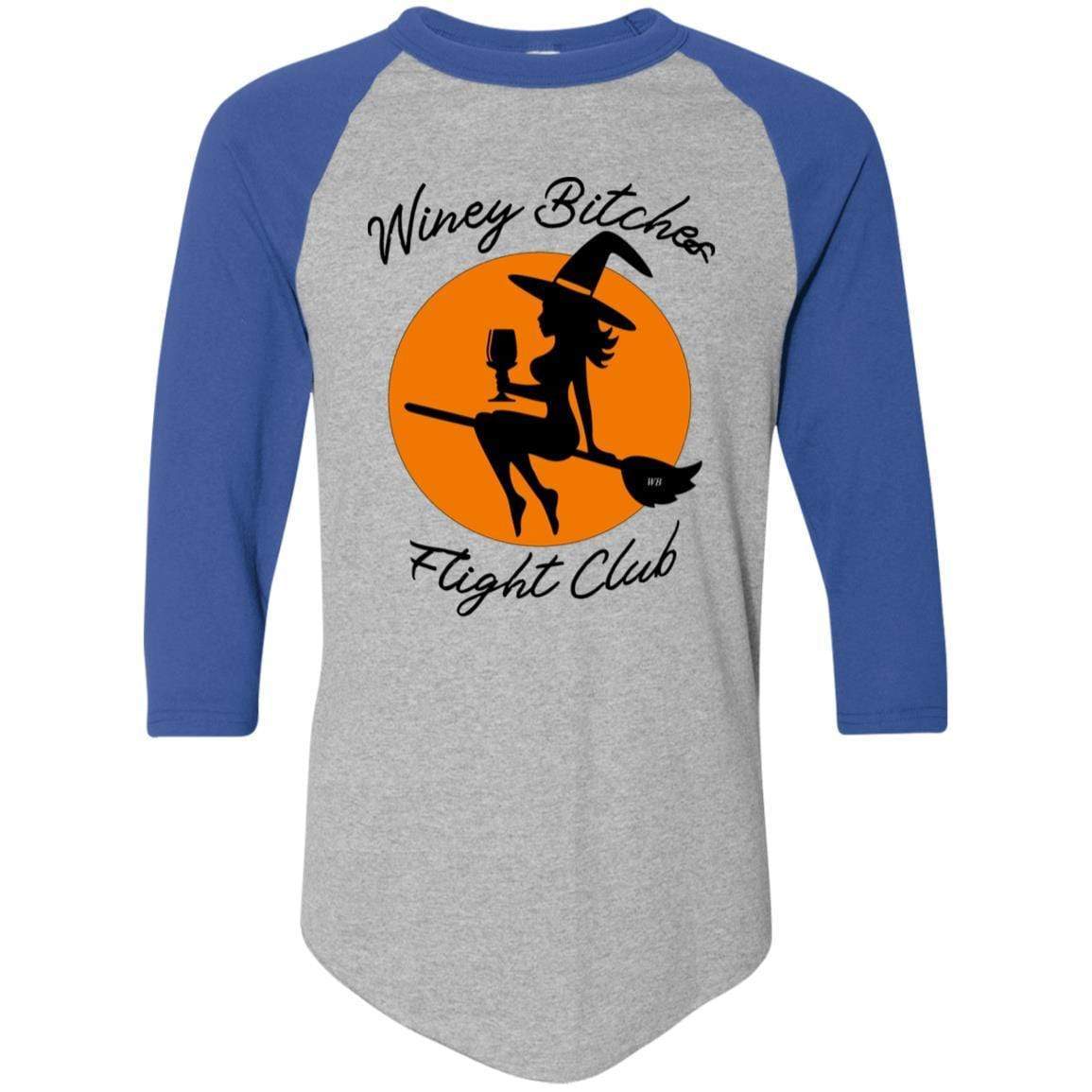WineyBitches.Co Winey Bitches Flight Club Colorblock Raglan Jersey - Stylish & Comfortable Women's Baseball Tee for Casual Outings, Girls Night Out & Wine Tasting Events