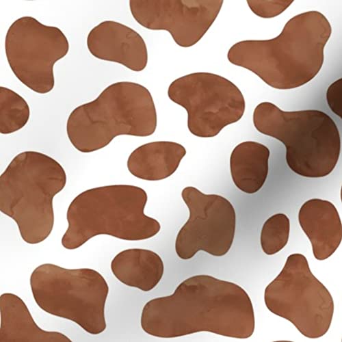 Premium Cow Print French Gold & Brown Spotted Animal Farm Fabric by Spoonflower - Soft Minky Material for Sewing Baby Blankets, Quilt Backing & Plush Projects - Perfect for Nursery Decor, DIY Crafts & Farmhouse Style Home Decor