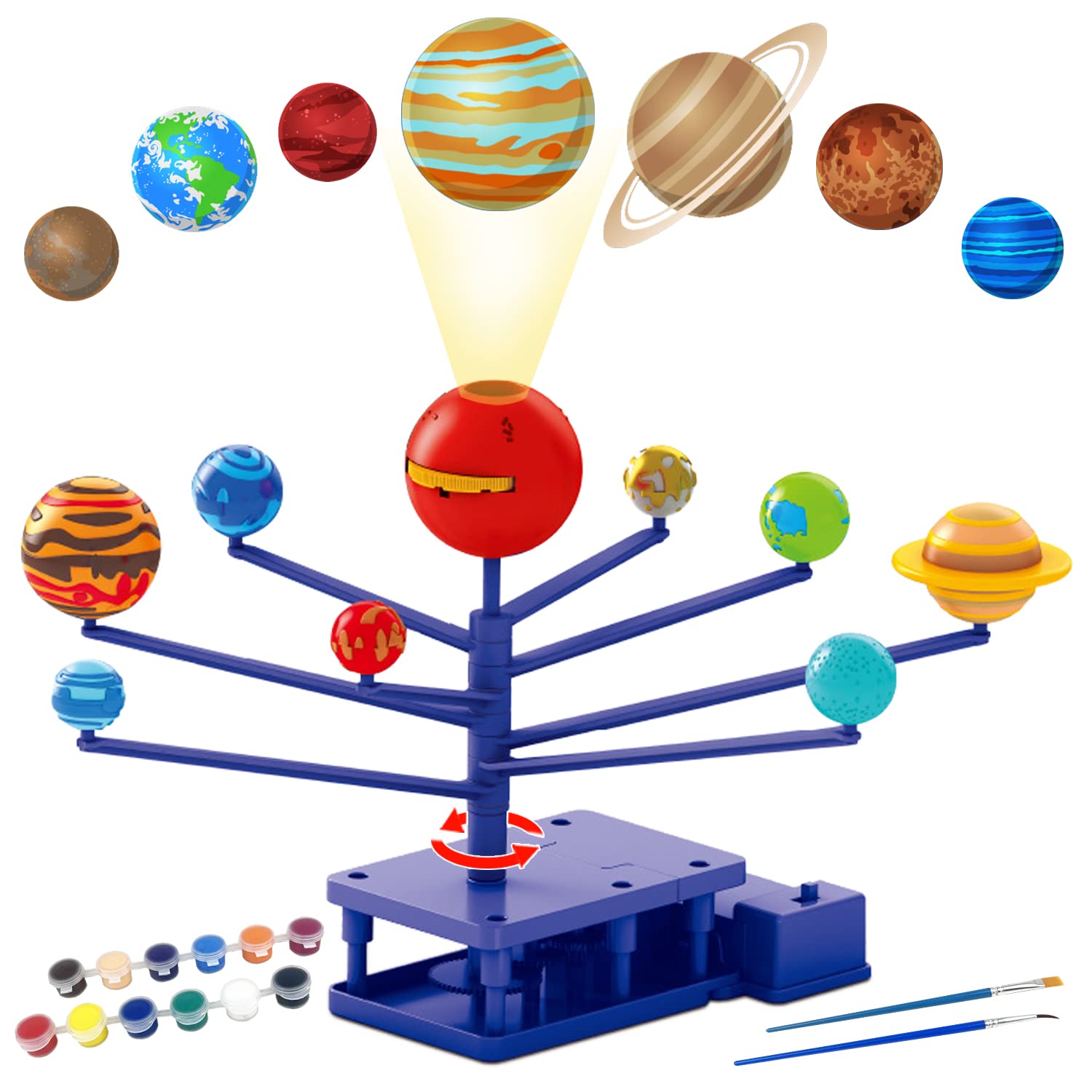 Solar System Model Kit for Kids Ages 3-5 - STEM Educational Astronomy Toys with Planetarium Projector & Painted Mobile - Science Learning Gift for Classroom, Bedroom Decor & Space Exploration Play