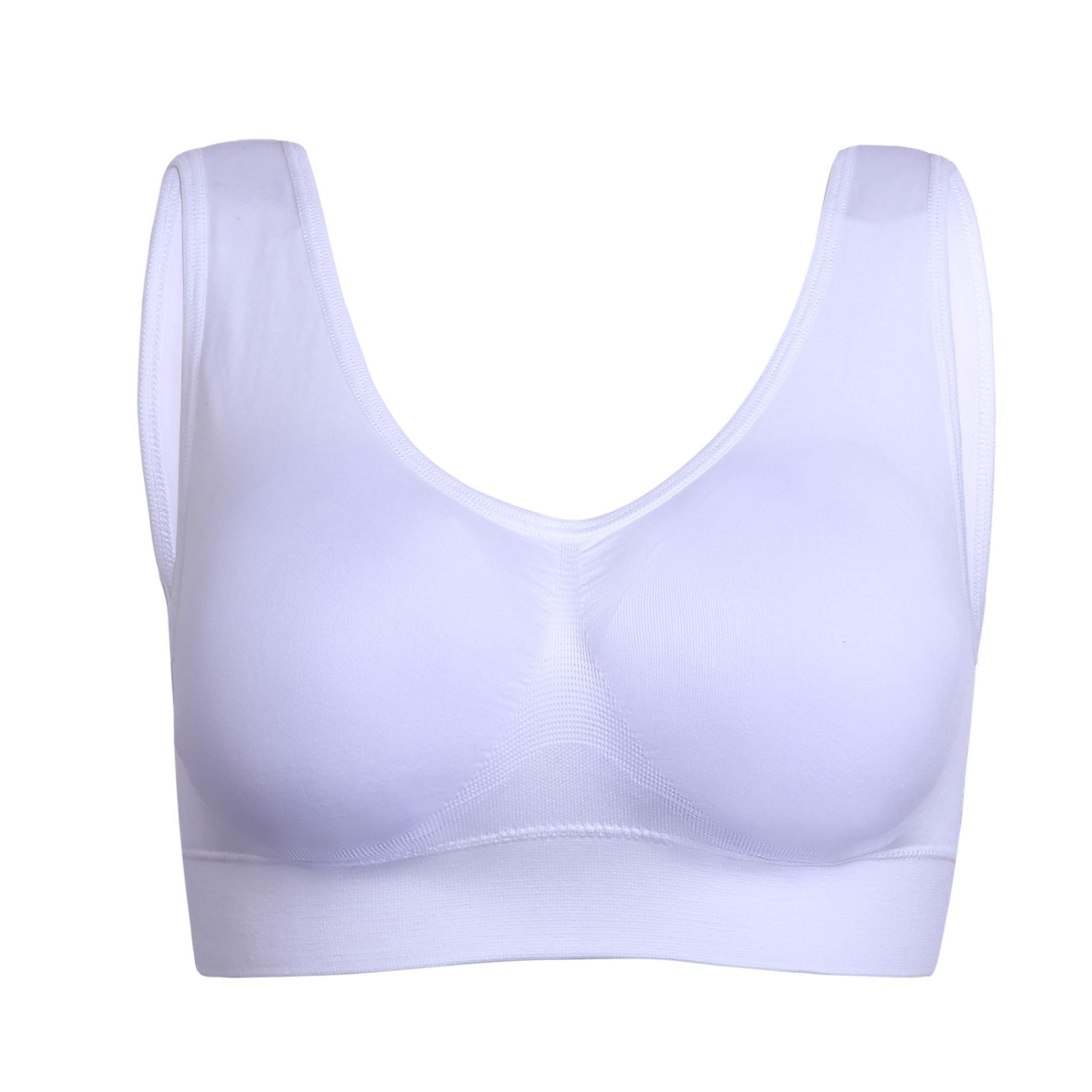 PRETTYWELL Women's Sleep Bras - 3 Pack Seamless Wireless Comfort Yoga Sports Bra with Removable Pads | Soft Stretchy Lounge Bras for Sleeping, Yoga, Workout & Relaxation