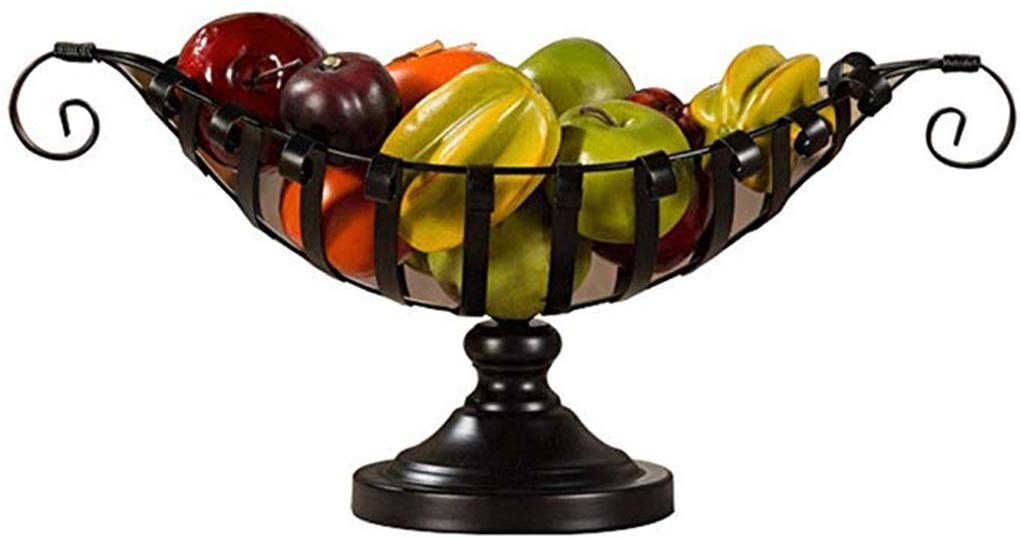Stylish MZXUN Wrought Iron Fruit Basket - Elegant Black European Design for Kitchen, Dining Table, and Party Decor | Perfect for Holding Fruits, Snacks, and Basketballs