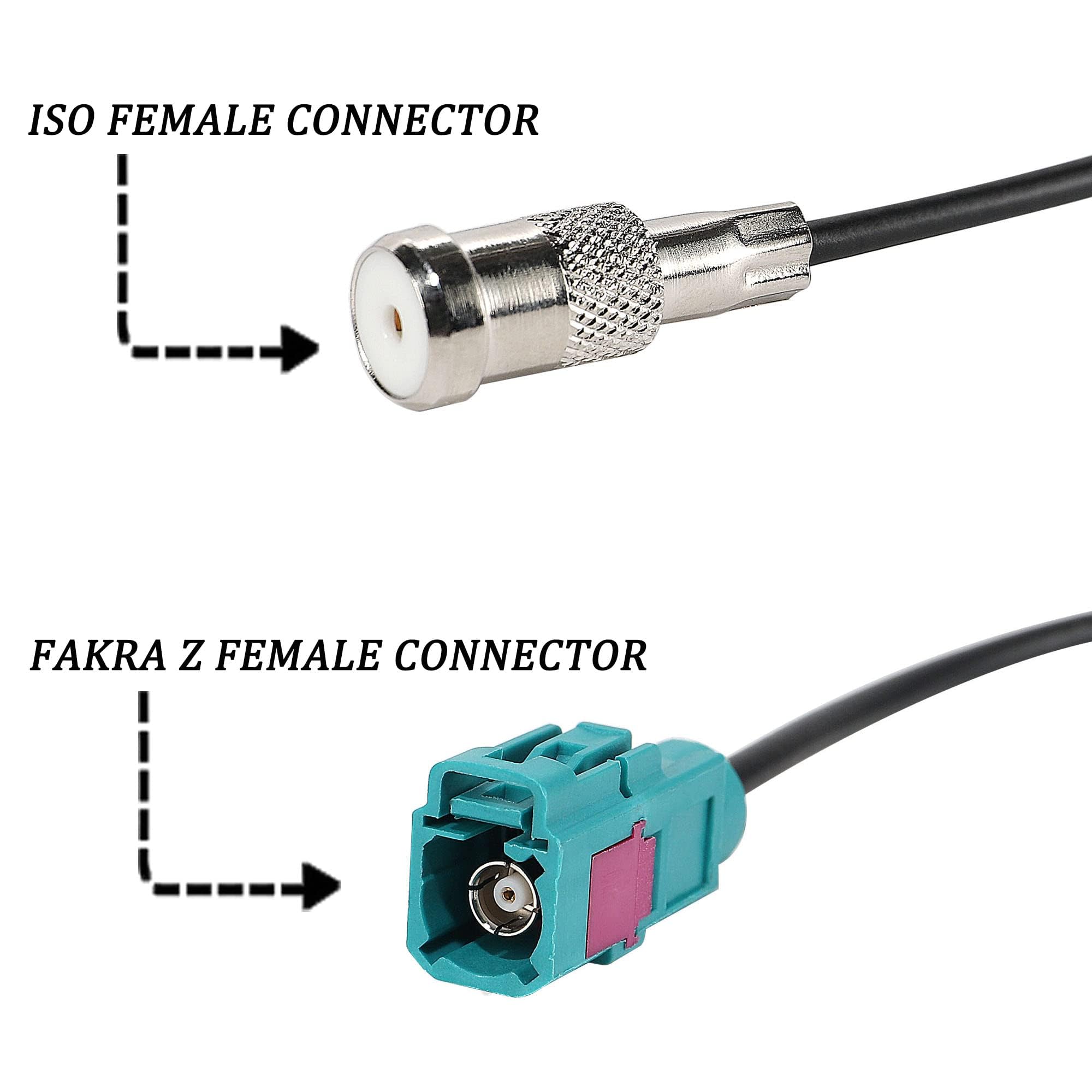 2002-2017 Ford BMW VW Mercedes Audi Skoda Car Radio Antenna Adapter - Fakra to ISO AM FM Connector Plug for Head Unit Stereo CD Media - Perfect for Car Audio System Upgrades & Aftermarket Installations