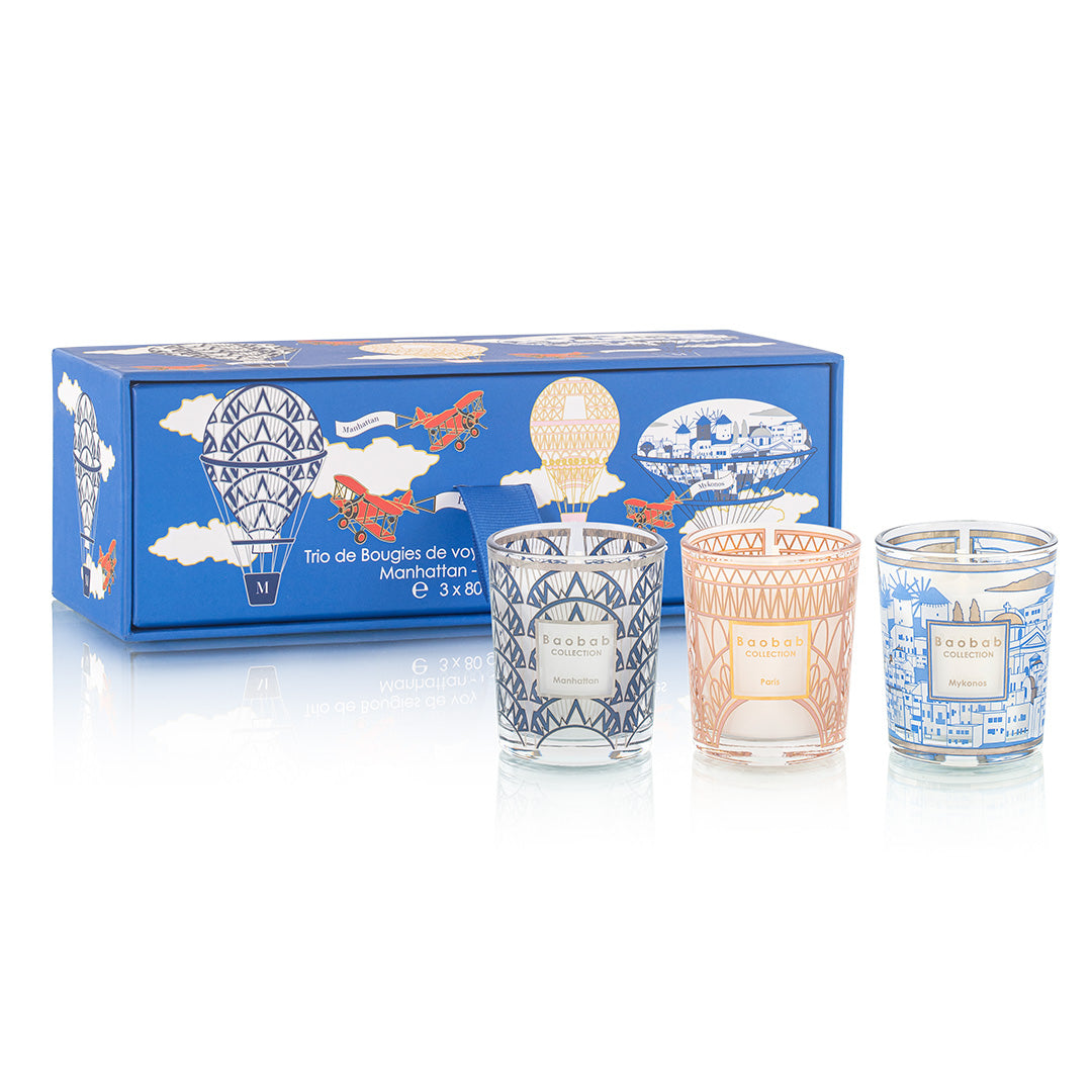 Elegant Travel Votives Candle Set - Mykonos, Manhattan & Paris Inspired - Perfect for Home Decor, Wedding Centerpieces & Romantic Ambiance