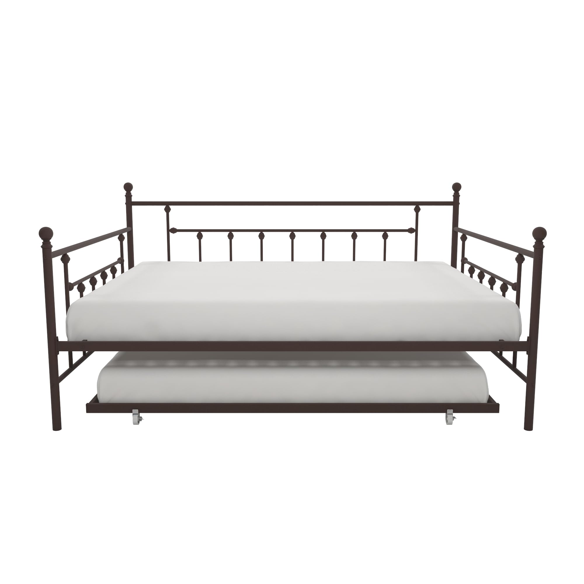 DHP Manila Metal Daybed with Trundle - Queen/Full Size Bronze Frame - Perfect for Guest Rooms, Dormitories & Small Spaces