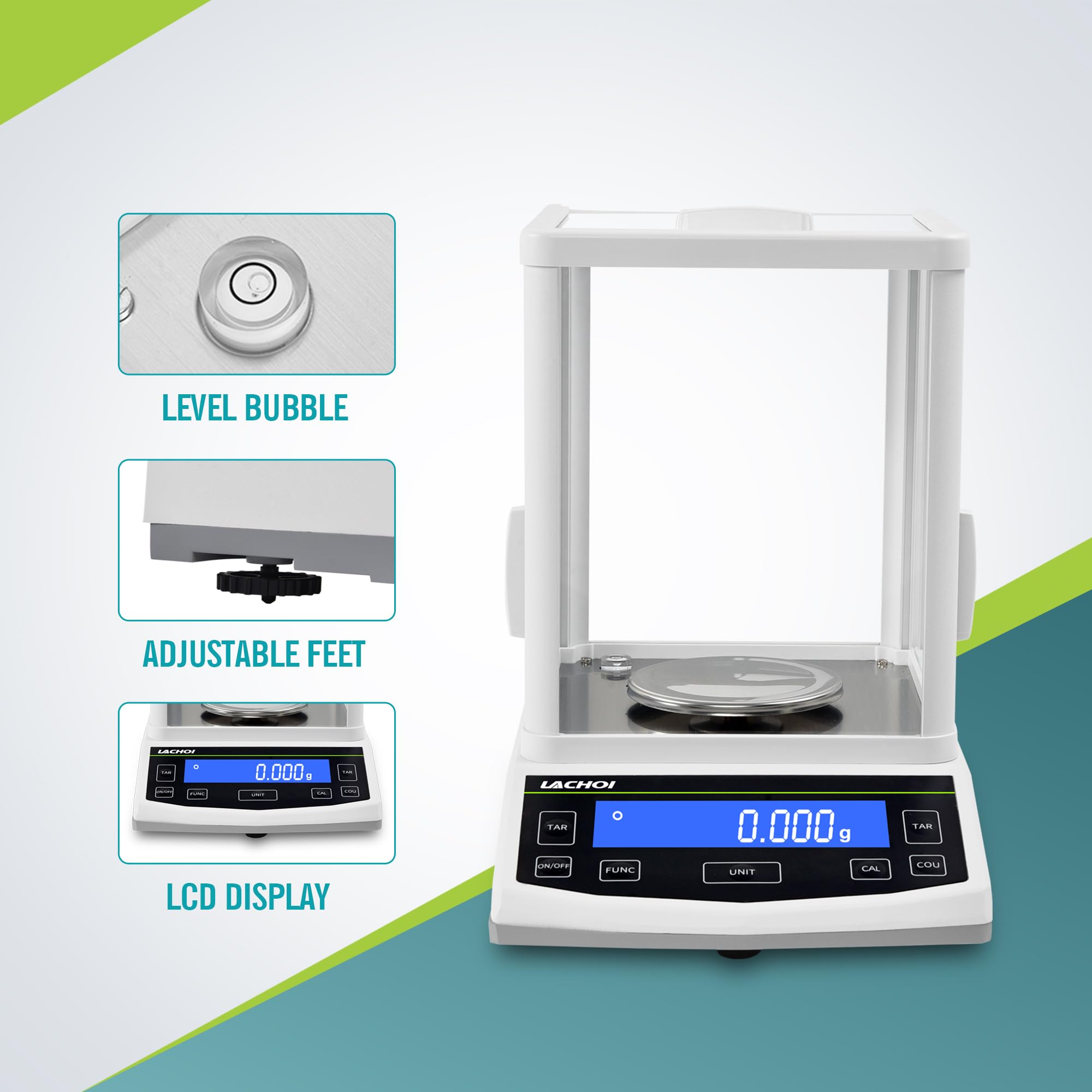 High Precision Lab Scale 0.001g x 300g with LCD Display & Sealed Windshield | Stainless Steel Digital Balance for Jewelry, Medicine, Science Experiments | Unit Conversion & Tare Function | White