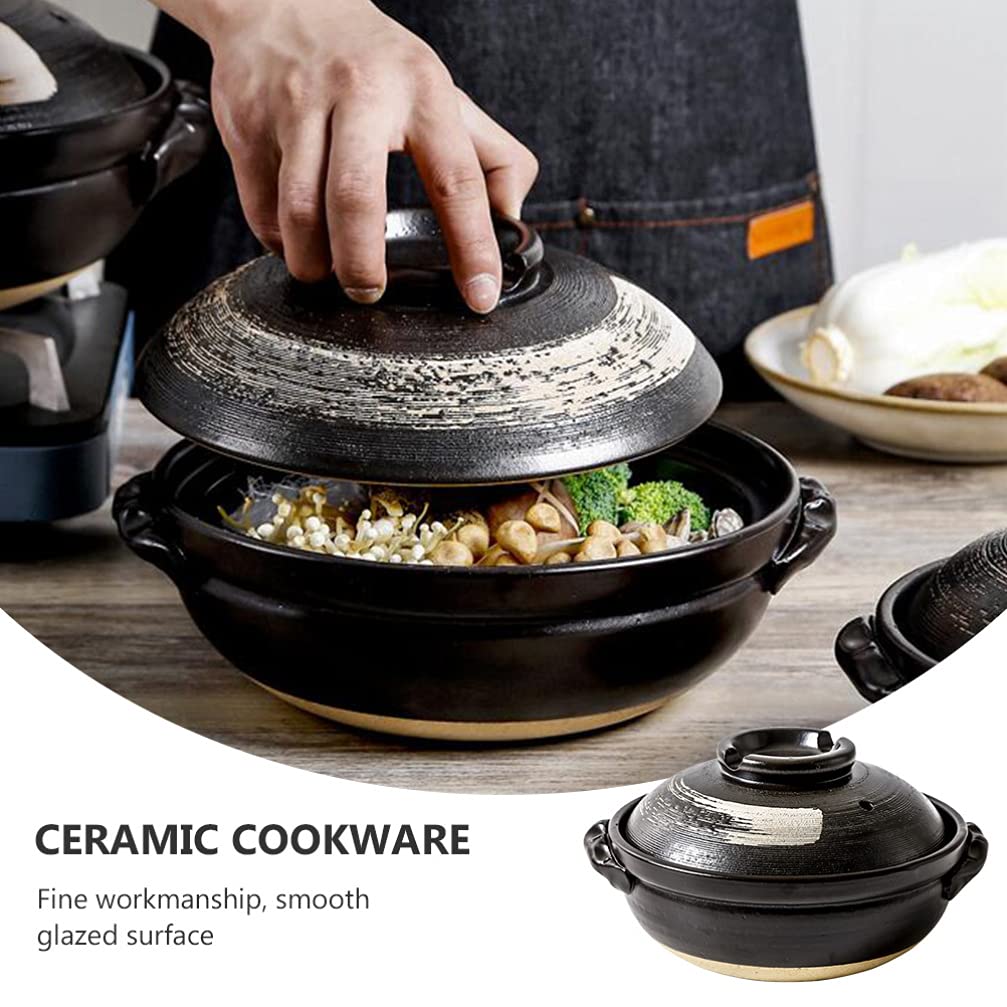DOITOOL Ceramic Stew Pot - 4QT Non-Stick Clay Casserole Pot with Lid, Oven & Stovetop Safe, Perfect for Soup, Stew, Braising & Slow Cooking - Ideal for Home Kitchen & Family Meals