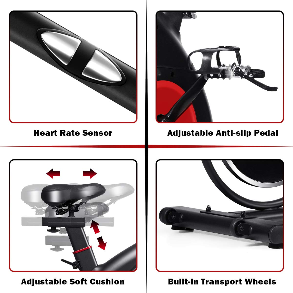 Goplus Indoor Cycling Bike - Silent Belt Drive Exercise Bike with Phone Holder, Adjustable Seat & LCD Monitor - Home Gym Equipment for Cardio, Weight Loss & Fitness Training (Perfect for Small Spaces & Apartment Workouts)