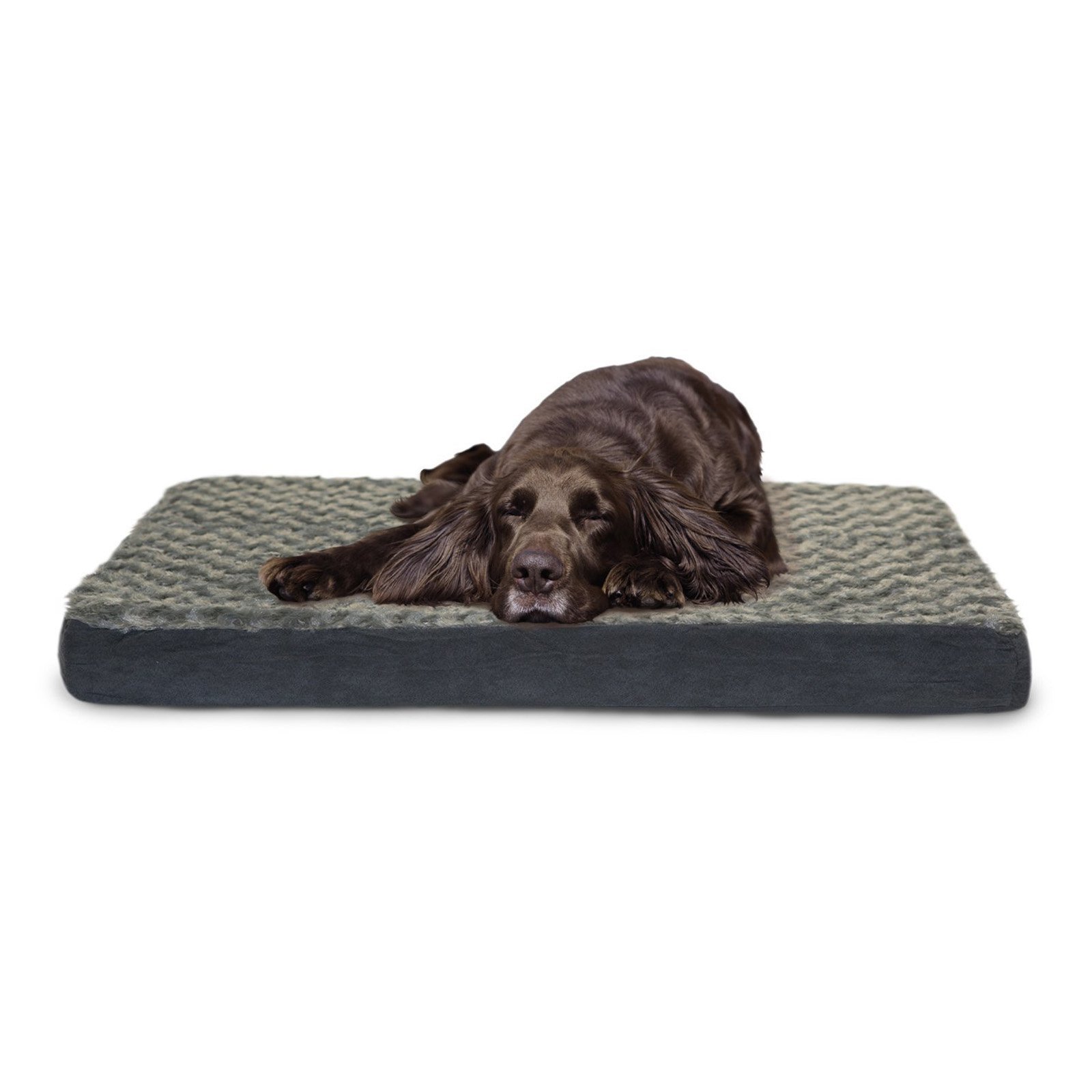 Furhaven Orthopedic Memory Foam Dog Bed for Large & Medium Dogs - Removable Washable Cover, Supports Up to 55 lbs - Ultra Plush Faux Fur & Suede Mattress - Chocolate Brown (Large) - Perfect for Living Room, Bedroom or Crate Comfort
