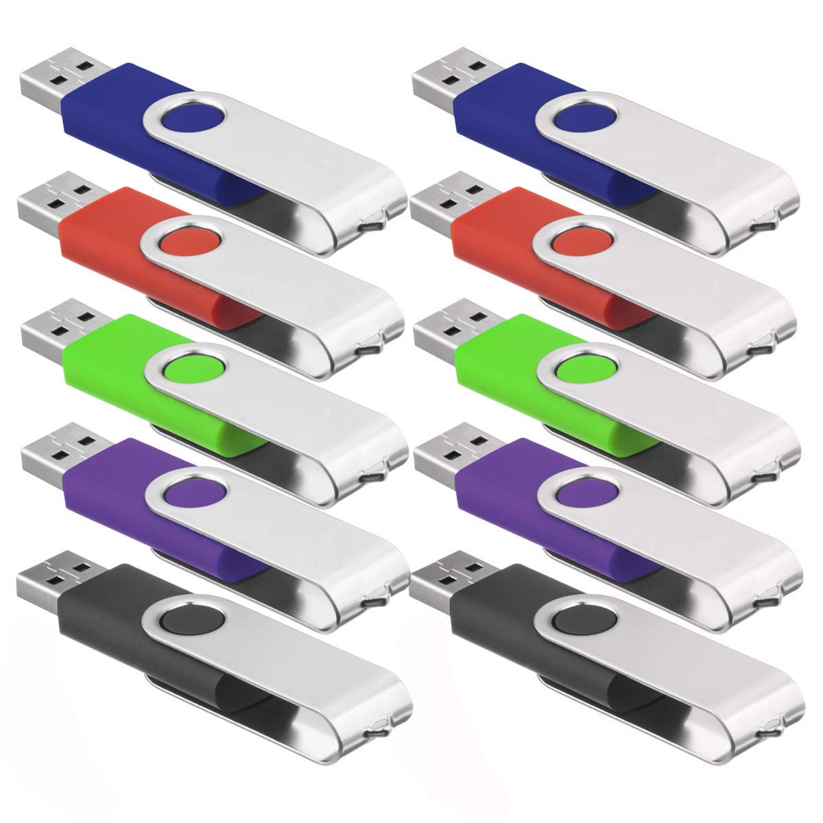 100-Pack 256MB USB 2.0 Flash Drives Bulk - Colorful Thumb Drive Memory Sticks with Real Storage Capacity (7 Colors, Green) - Perfect for Business Promotions, School Projects & Data Backup