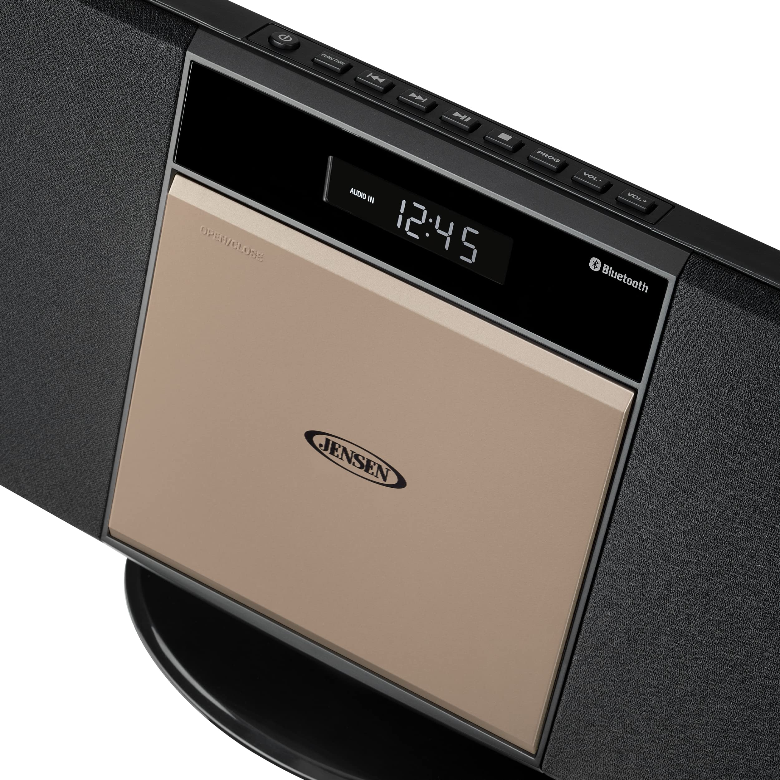 Jensen JBS-300 Champagne Gold Bluetooth Stereo System with CD/MP3/WMA Player, Wireless Streaming & USB Port | AM/FM Radio | Remote Included | Perfect for Living Room, Bedroom & Office Music Entertainment