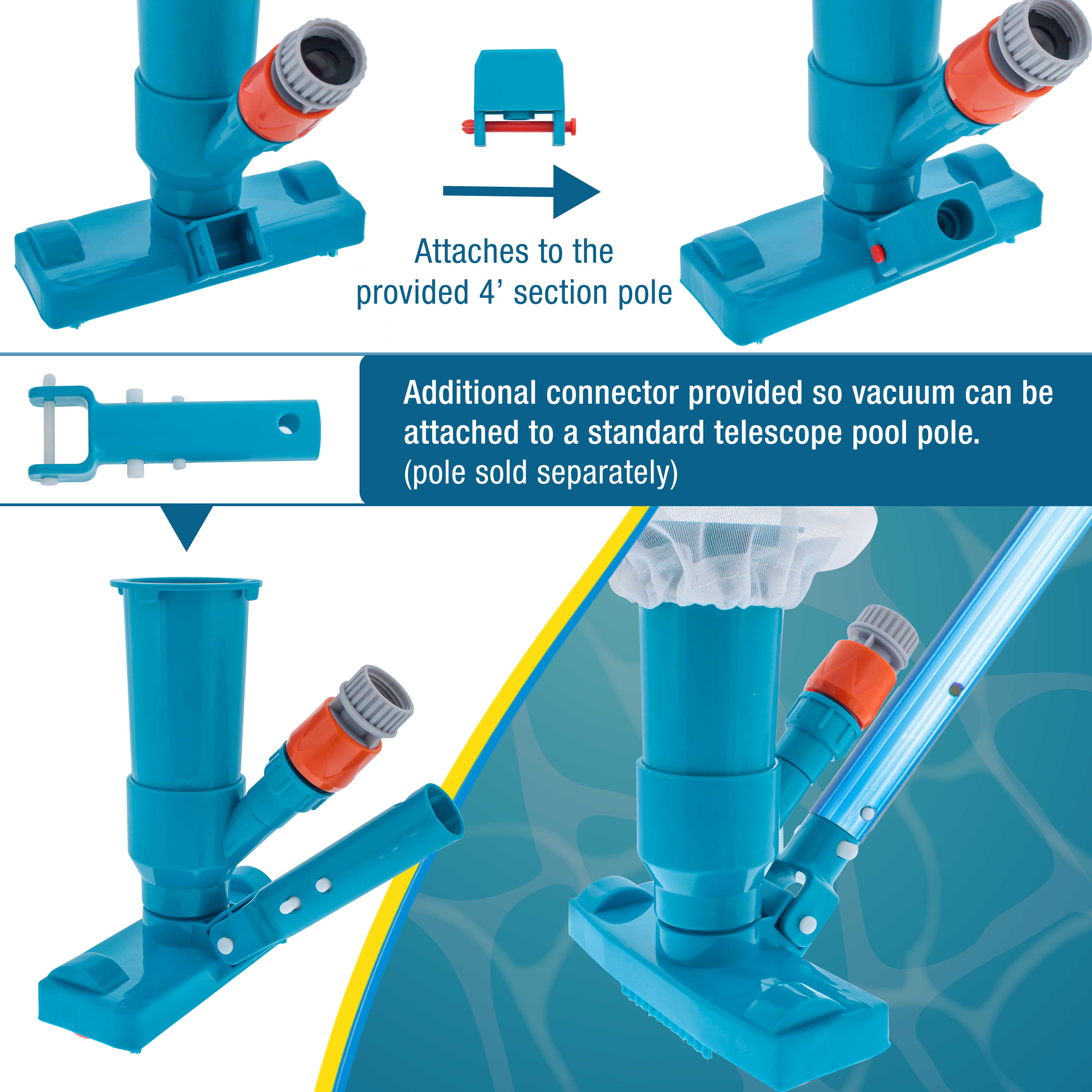 U.S. Pool Supply® Portable Deluxe Jet Pool Vacuum - Underwater Cleaner with Telescopic Pole, Brushes & Leaf Bag - Ideal for Above Ground Pools & Spas - Perfect for Quick Cleaning & Maintenance