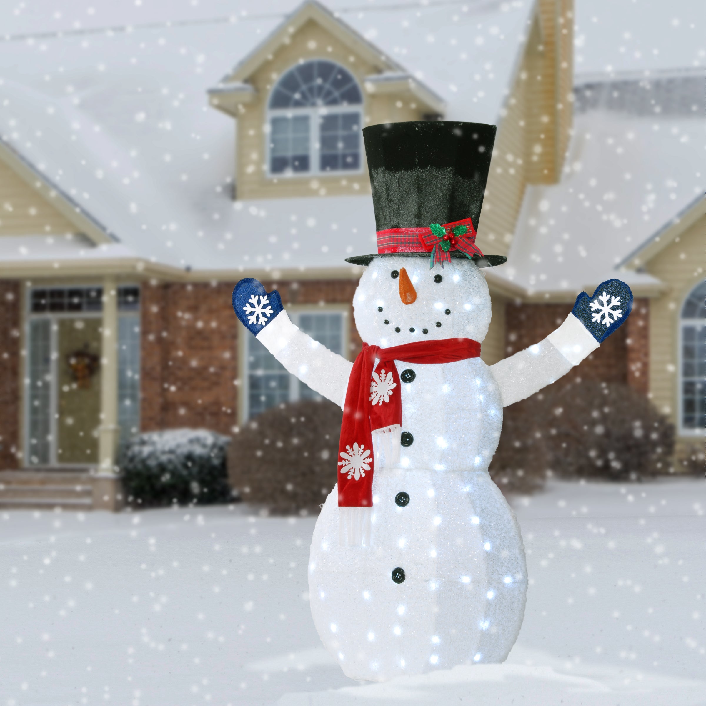 72-Inch Lighted Snowman Outdoor Christmas Decoration with White LED Lights - Perfect for Yard, Lawn, and Holiday Party Decor
