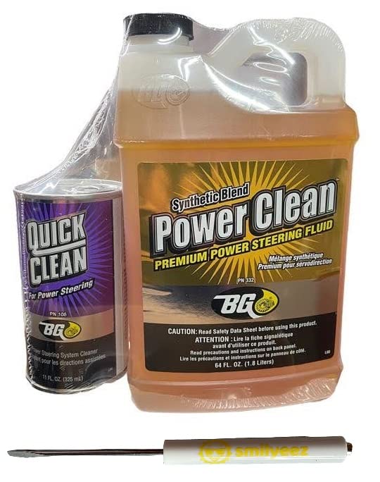 BG Power Clean Steering Flush Kit - Clear Synthetic Blend Fluid (PN K6700) with Pocket Screwdriver - Perfect for DIY Car Maintenance & Power Steering System Flush
