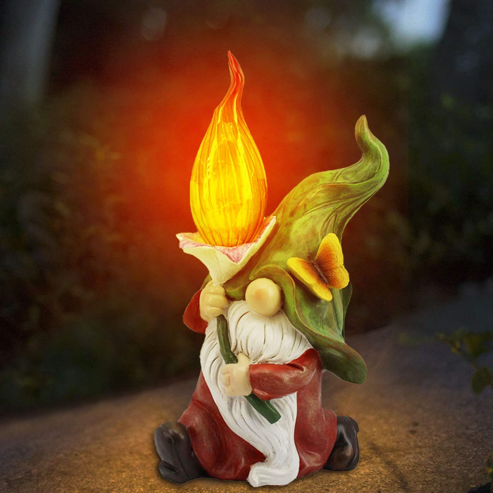 Solar LED Garden Gnome Statue - Creative Resin Outdoor Decor with Lights, Unique Dwarf Figurine for Patio, Yard, Lawn & Porch - Faceless Welcome Gift for Gardening Enthusiasts | Perfect for Halloween Decor, Fairy Gardens & Backyard Landscaping