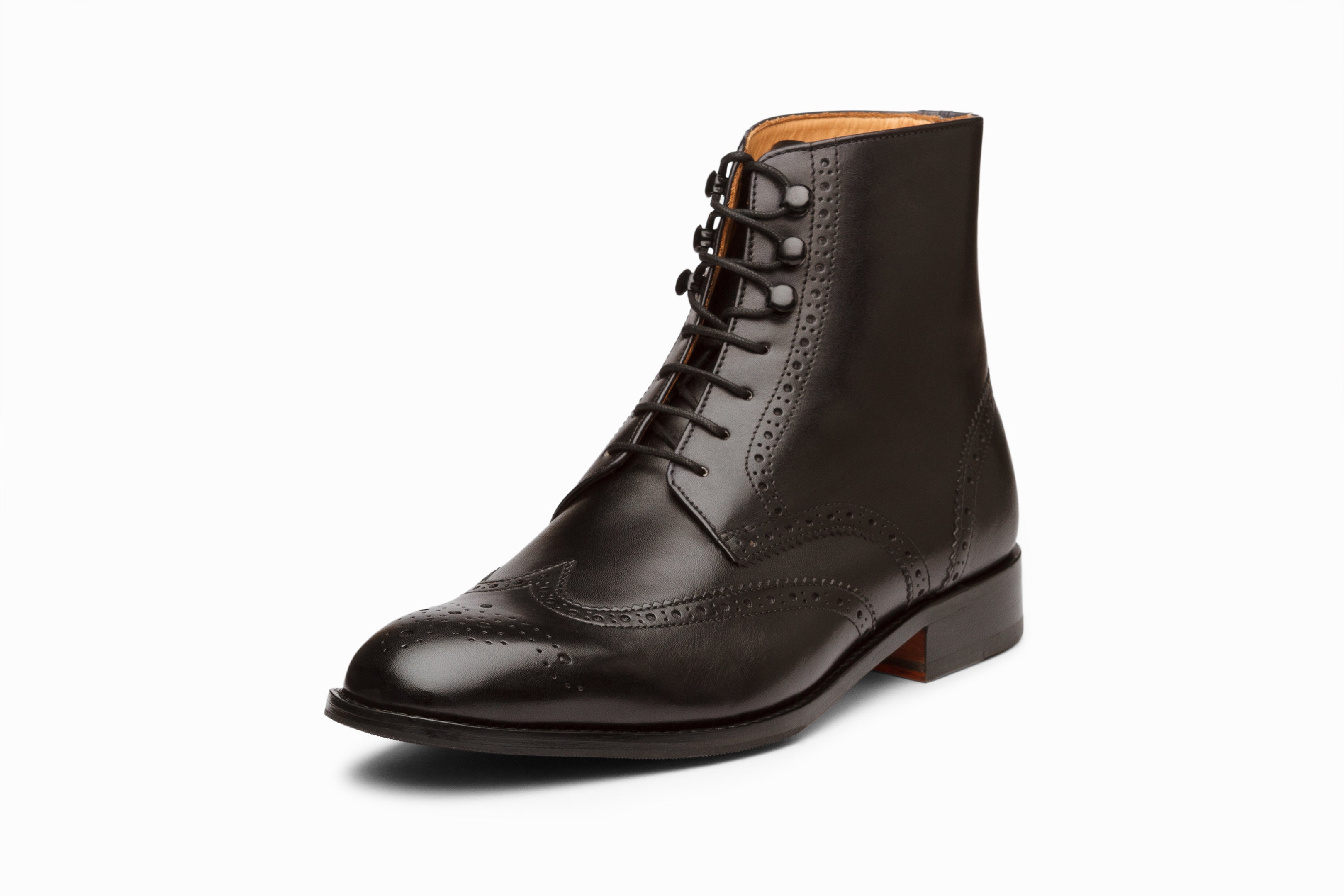 Premium Leather Wingtip Brogue Boots for Men - Classic Black Oxford Style Dress Shoes - Perfect for Business, Formal Events & Office Wear