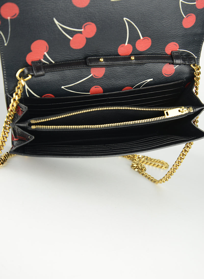 Saint Laurent Cherry Print Leather Pochette Bag - Luxury Crossbody Clutch for Women, Perfect for Evening Parties & Date Nights