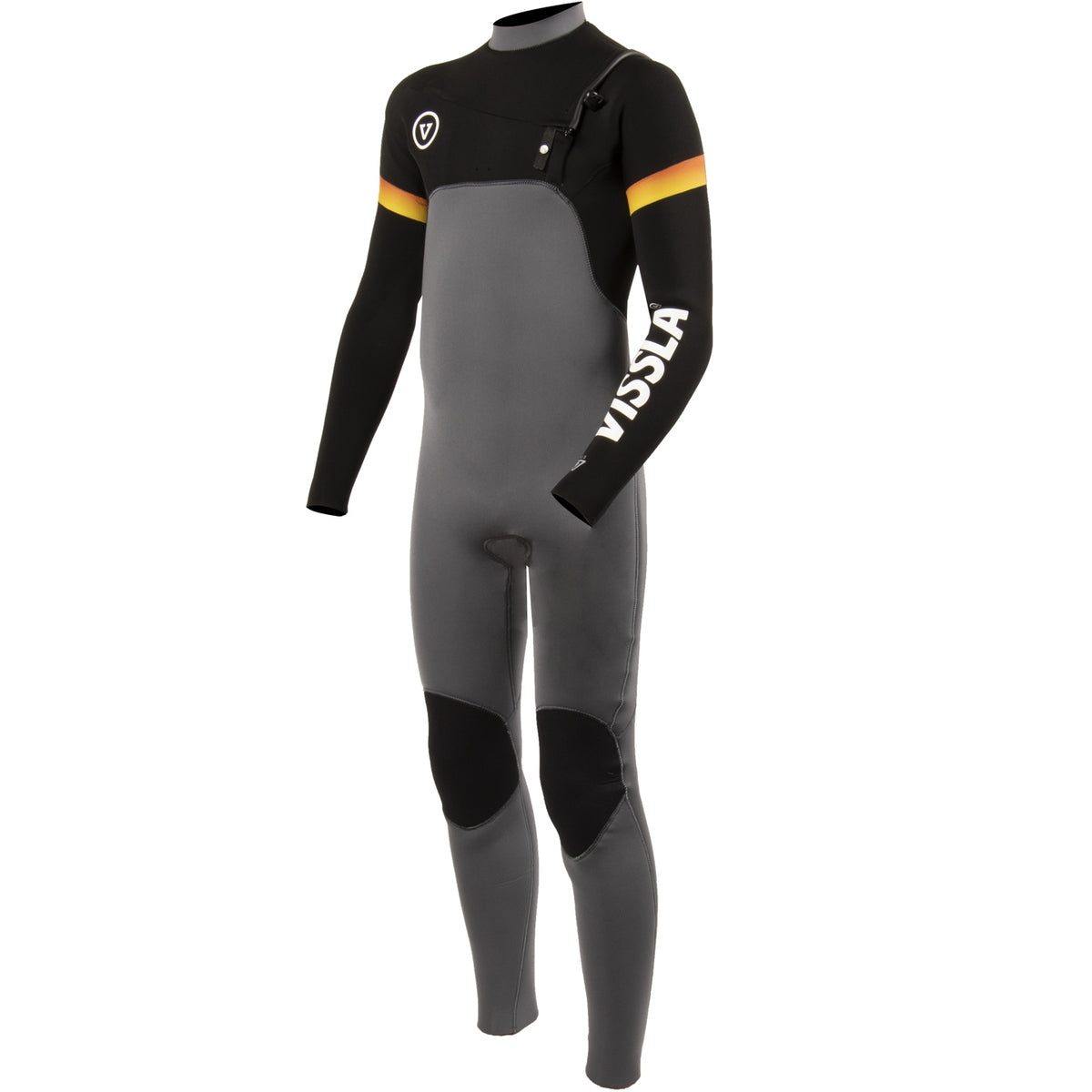Vissla 7 Seas Boys 4/3 Youth Wetsuit - Chest Zip Raditude Design in Gun Metal for Surfing, Swimming & Water Sports