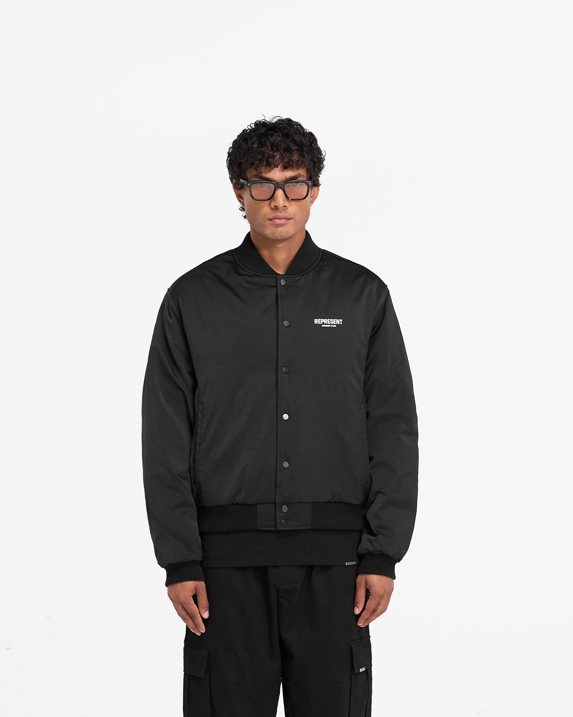 Represent Owners Club Souvenir Jacket - Black | Vintage Baseball Style Varsity Jacket for Men & Women | Perfect for Streetwear, Casual Outfits & Hip Hop Fashion
