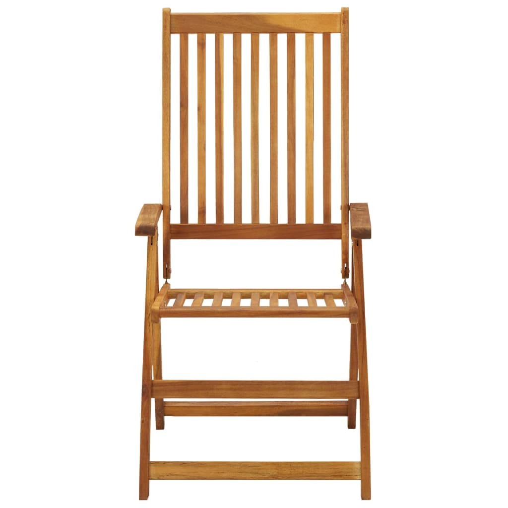 vidaXL Solid Acacia Wood Folding Patio Chairs with Cushions – Set of 3, Retro Style Outdoor Furniture, Adjustable & Comfortable Garden Chairs, Easy Maintenance Green Patio Seating – Perfect for Backyard, Poolside, and Terrace Relaxation